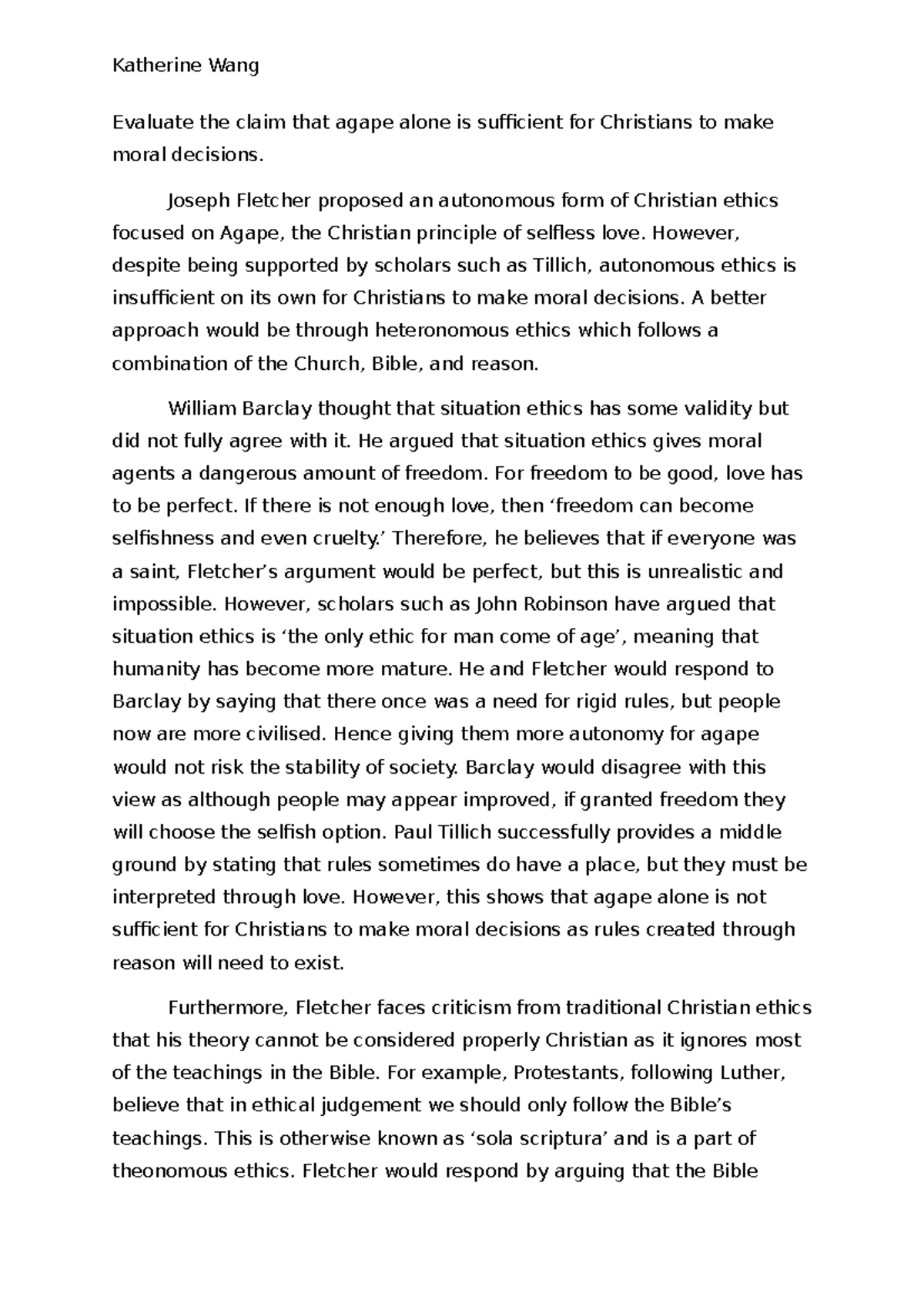 christian moral principles essay