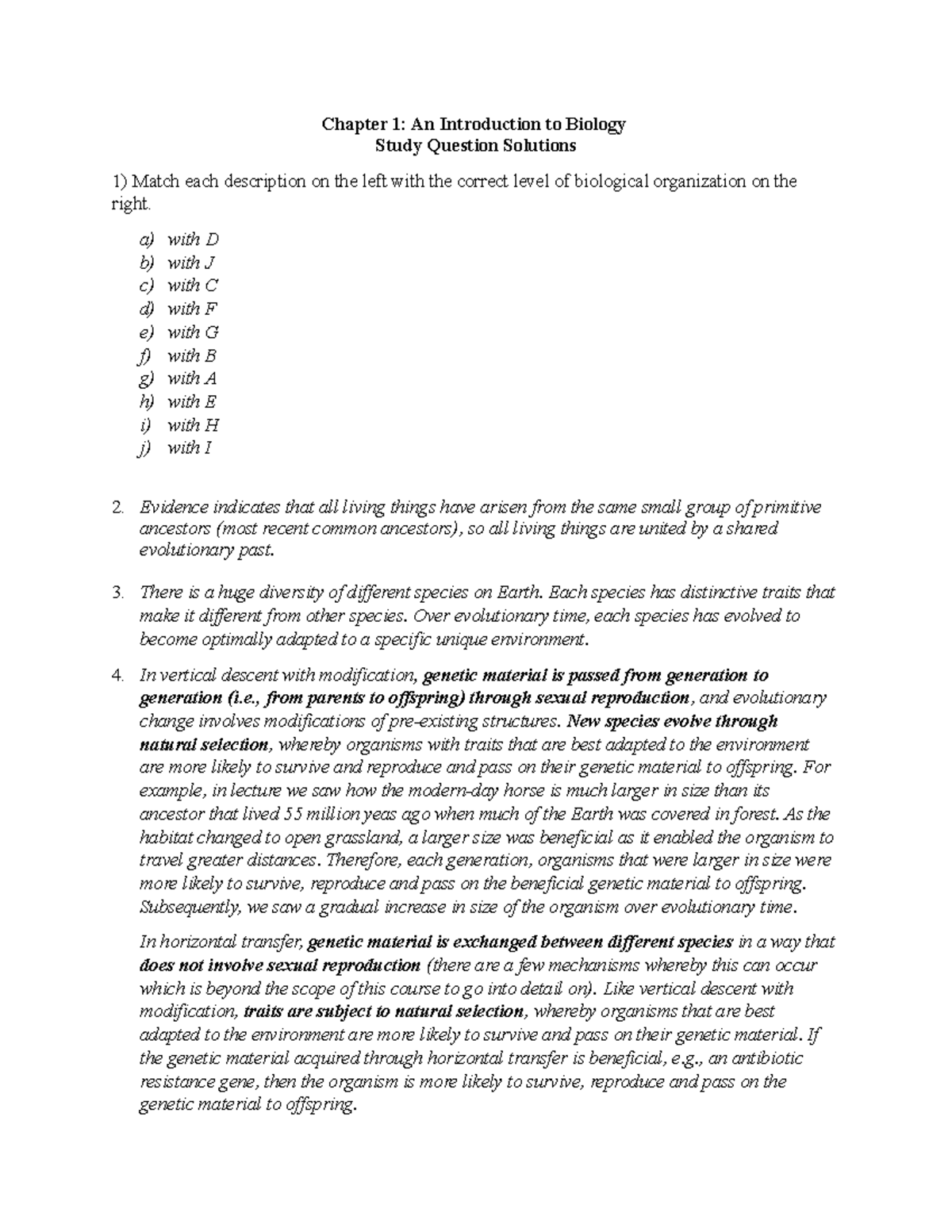 Chapter 1- An Intro To Biology- Study Question Solutions - Chapter 1 ...