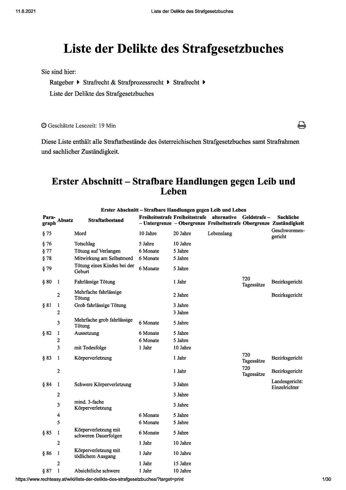 Stgb Besonderer Teil Paragraphen Liste - Strafrecht Und ...