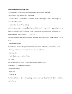 Origins of Humans Notes - Origin of the Human Society Notes 9/8/ Core ...