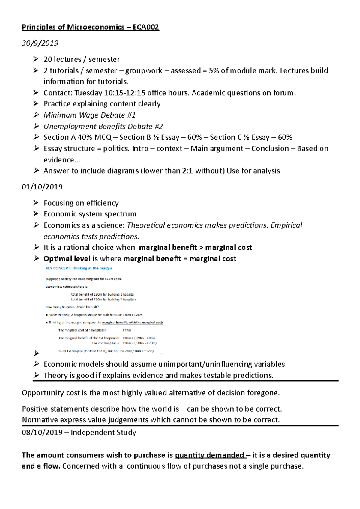 Microeconomics - Lecture Notes All Semester 1 Lecture Notes ...