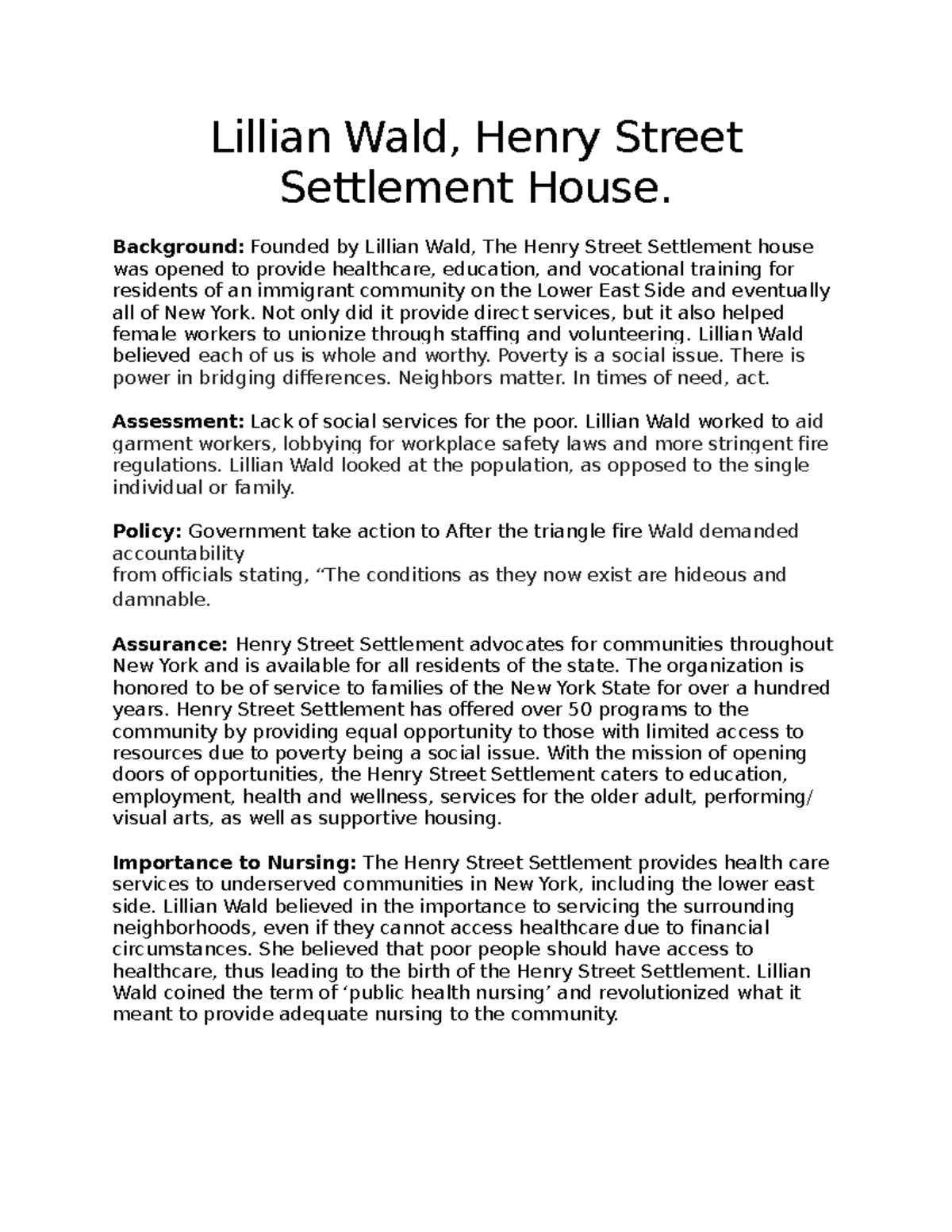 Henry street settlement housing Lillian Wald, Henry Street Settlement