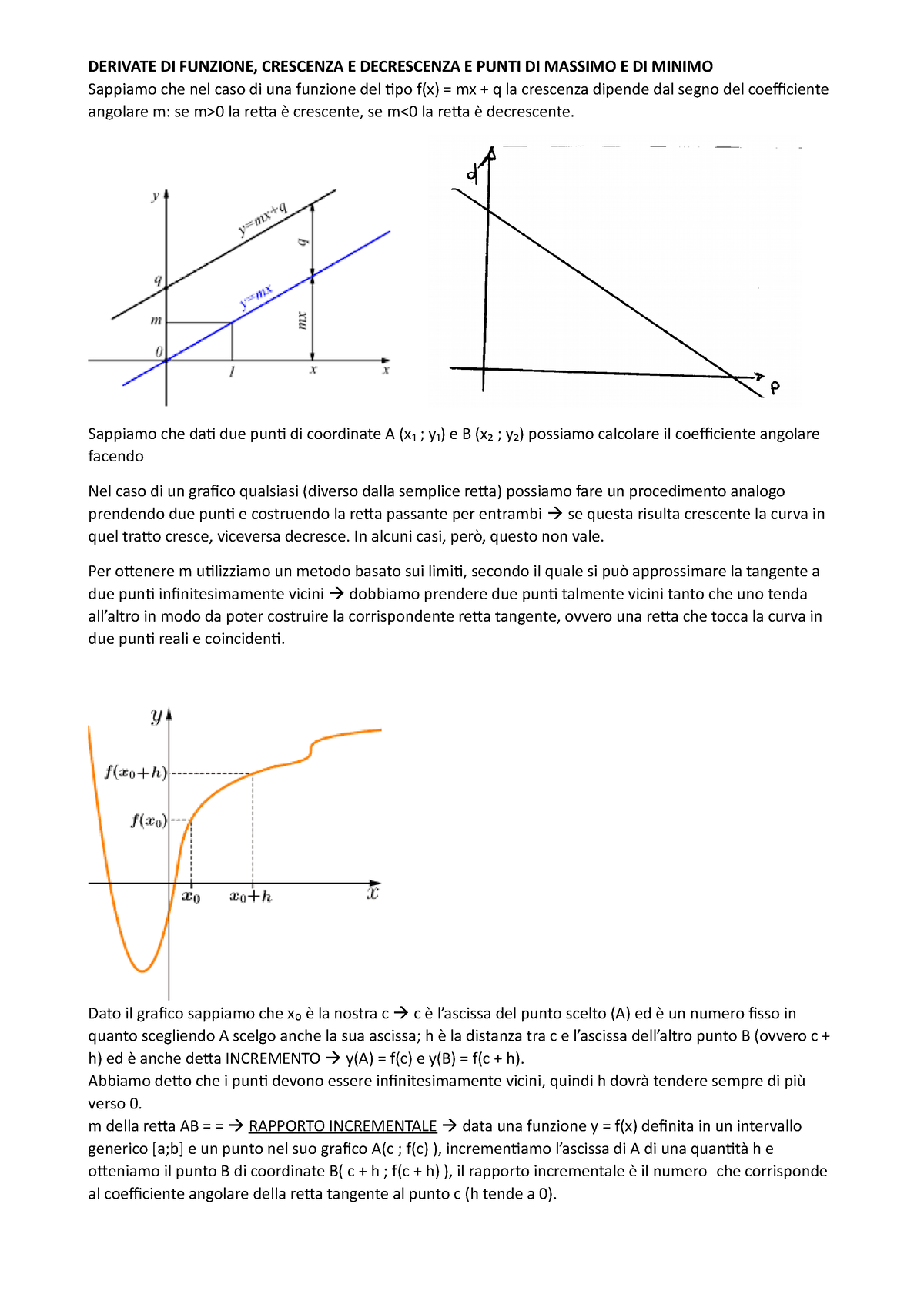 Derivate Matematica Derivate Di Funzione Crescenza E Decrescenza E Punti Di Massimo E Di 1722