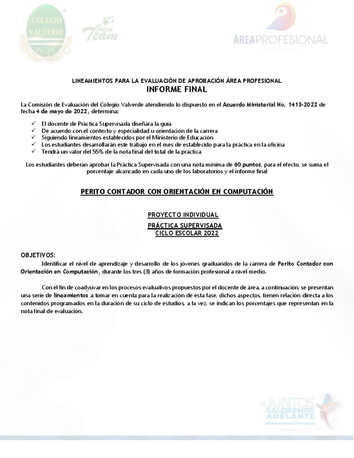 AREA Profesional Contadores - LINEAMIENTOS PARA LA EVALUACI”N DE ...