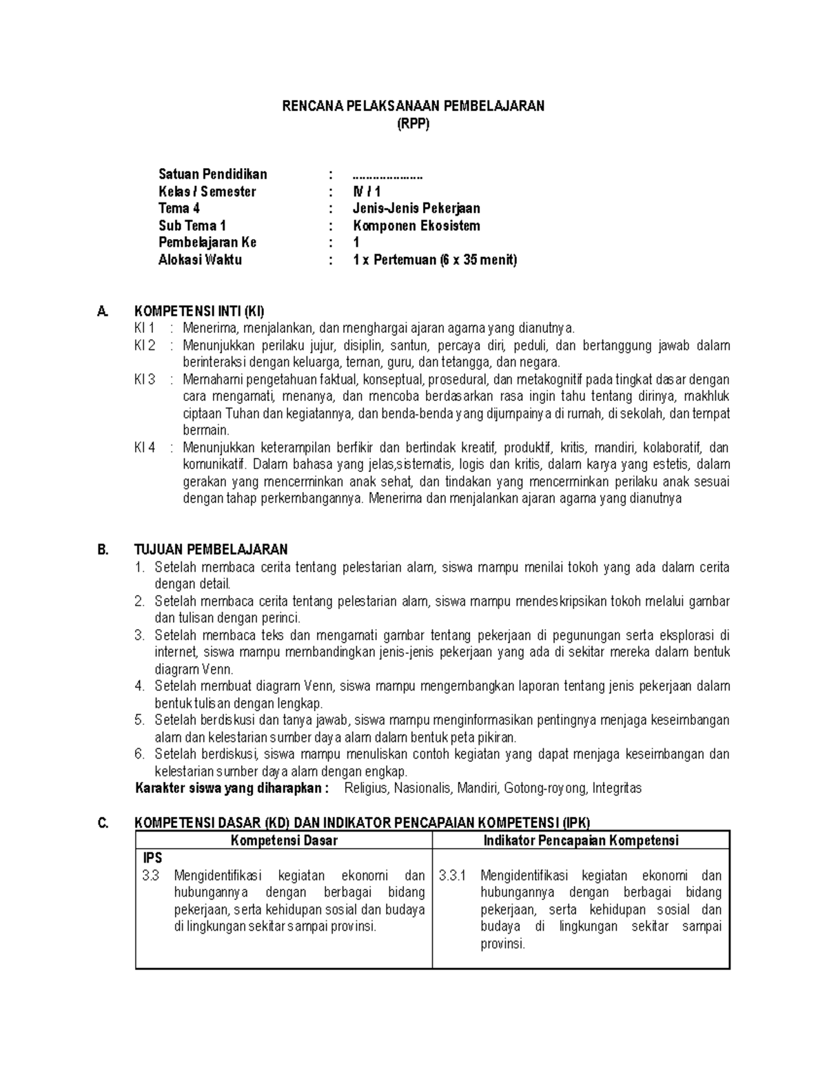 RPP Blended - Oke - RENCANA PELAKSANAAN PEMBELAJARAN (RPP) Satuan ...