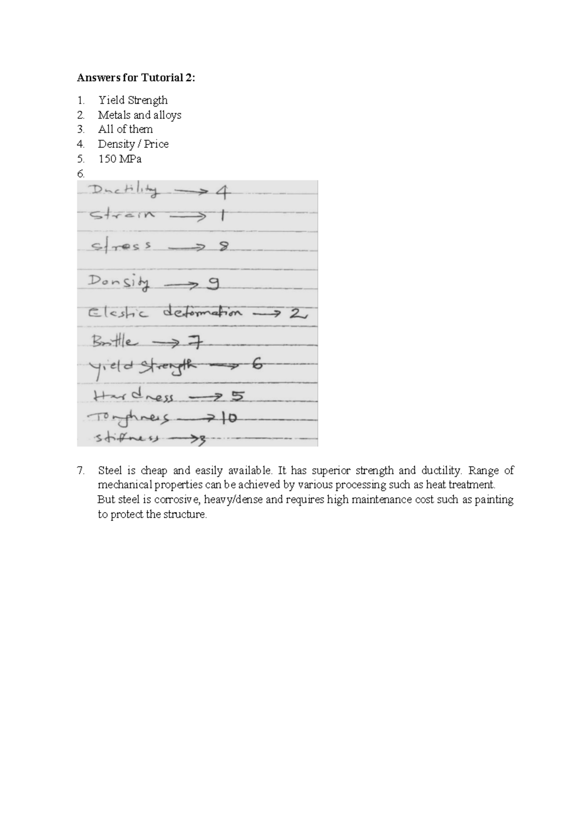 Materials Tutorial 2 V2 Answers Answers For Tutorial 2 Yield Materials Tutorial 2 V2 Answers Answers For Tutorial 2 Yield