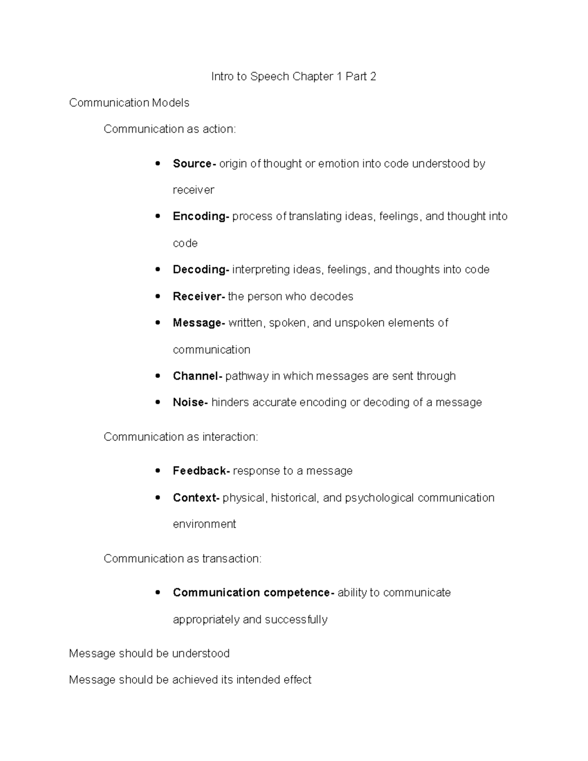 Intro to Speech Chapter 1 Part 2 Intro to Speech Chapter 1 Part 2