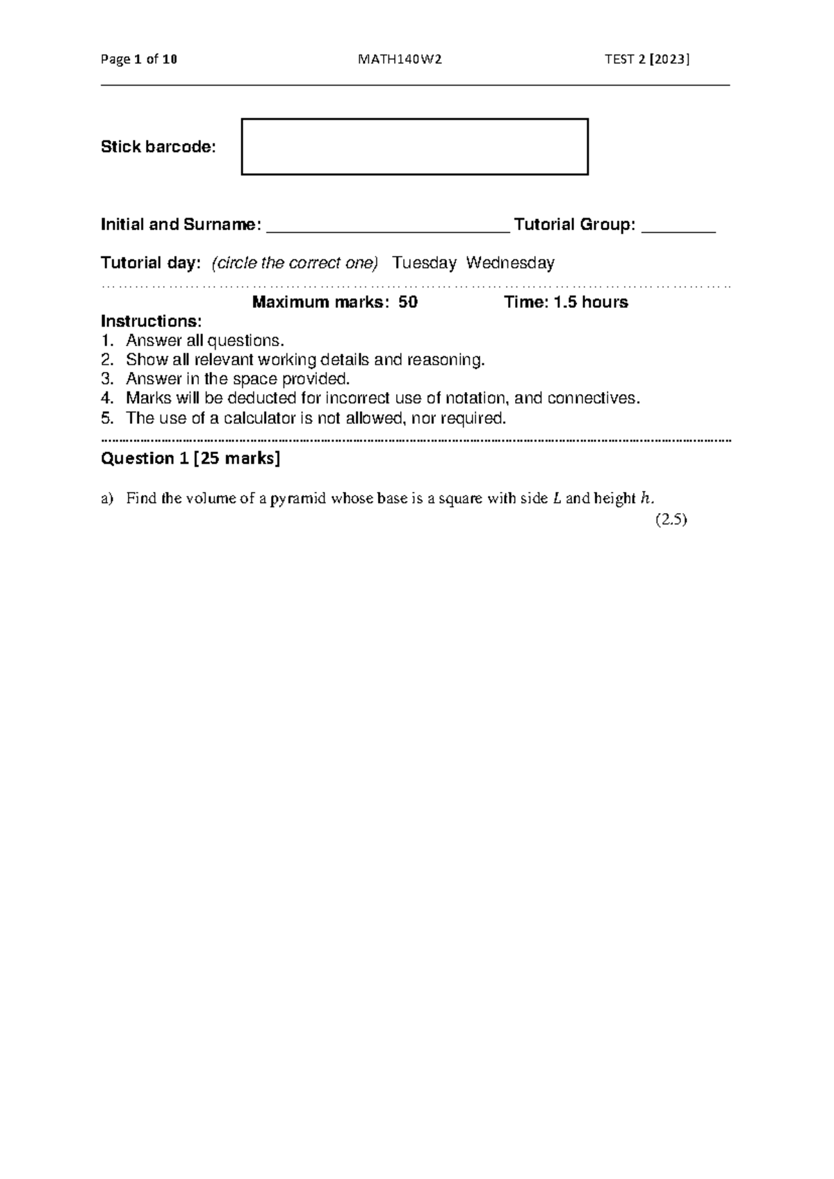 Math140 Test 2 2023-2 - sdaaaaaaaaaaaaaaaaaaaaaa - - Studocu