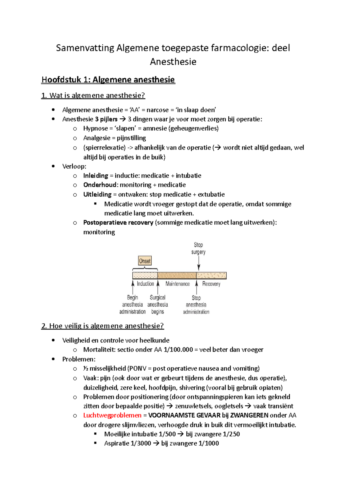 Samenvatting-Anesthesie - Farmacologie - Thomas More - Studocu