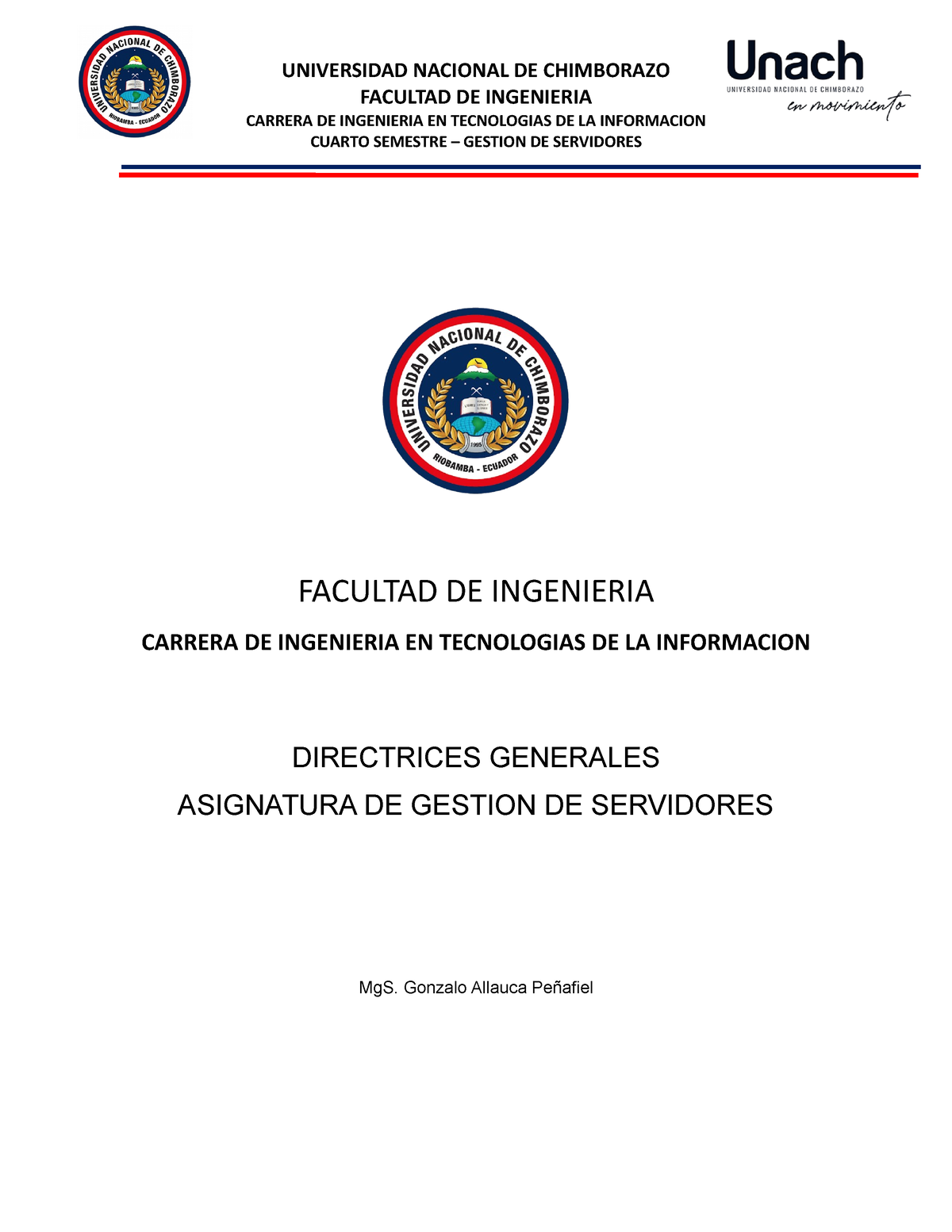 Directrices Generales Gestion De Servidores Facultad De Ingenieria Carrera De Ingenieria En 6800