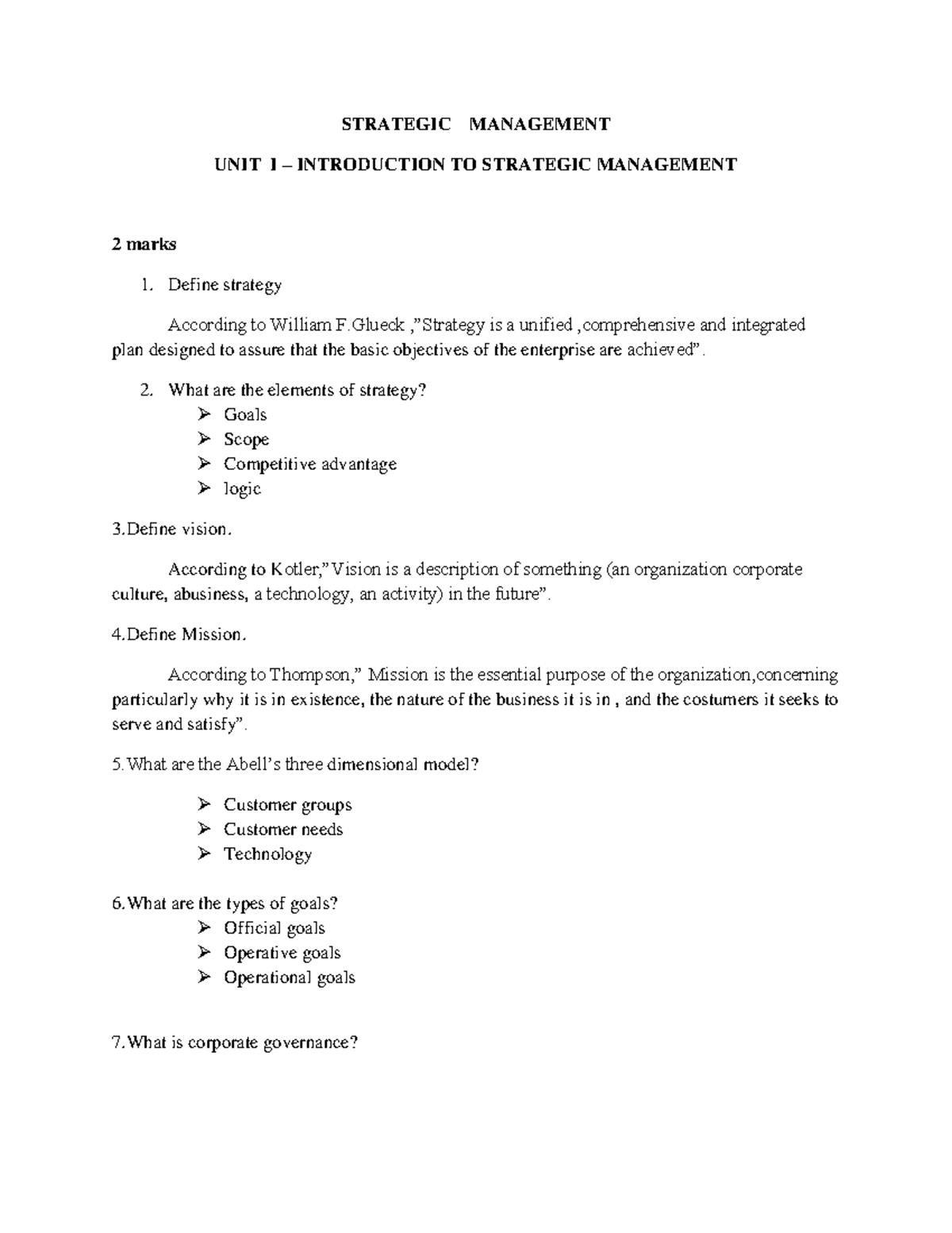 Strategic- Management - STRATEGIC MANAGEMENT UNIT I – INTRODUCTION TO ...