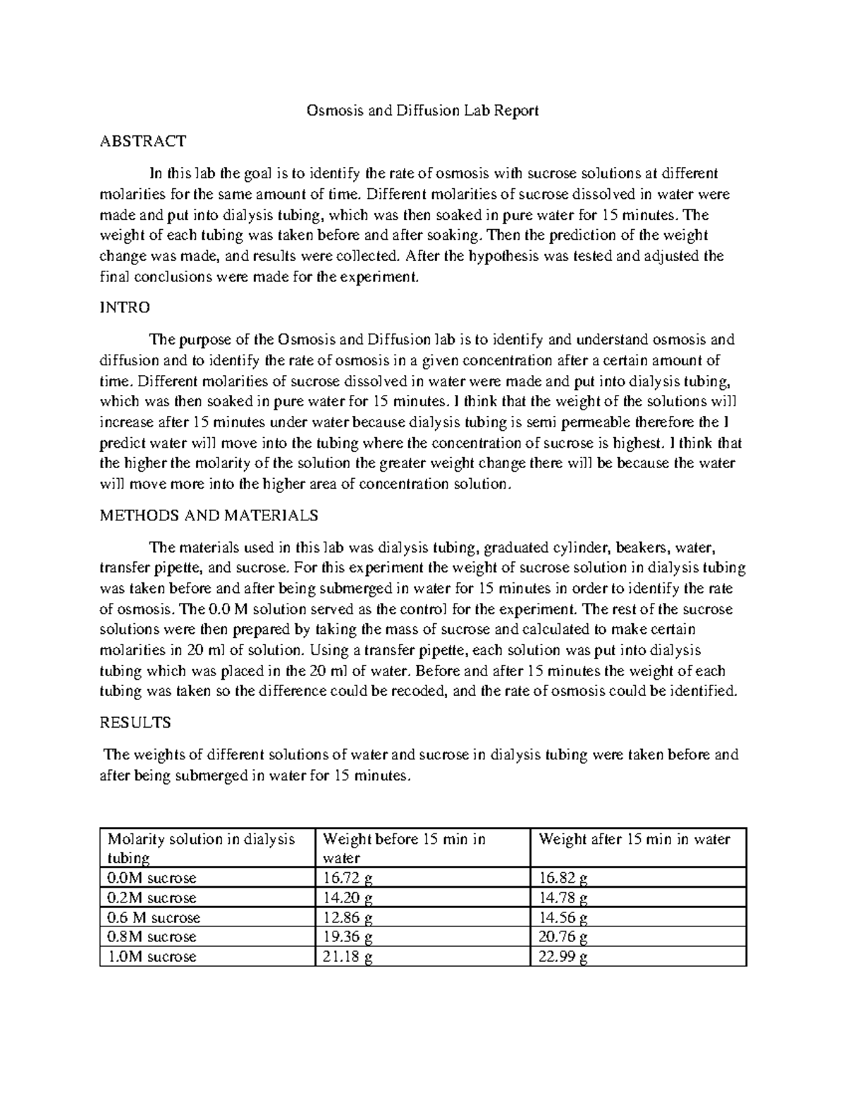 Lab Report Draftconverted Osmosis and Diffusion Lab Report ABSTRACT