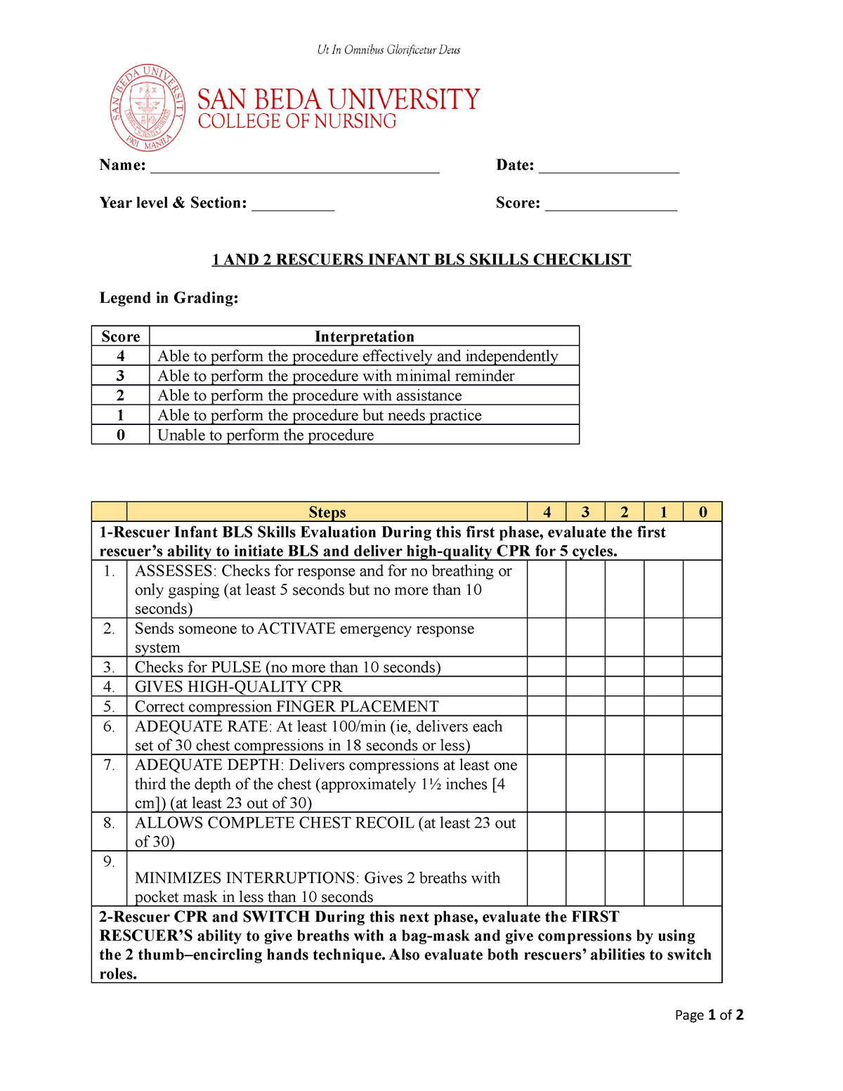 checklist-infant-bls-name-date