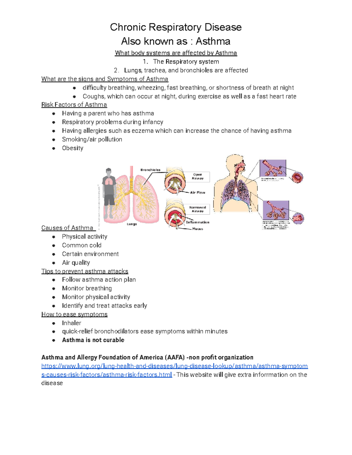 Module 7 Assessment - Notes - Chronic Respiratory Disease Also Known As 