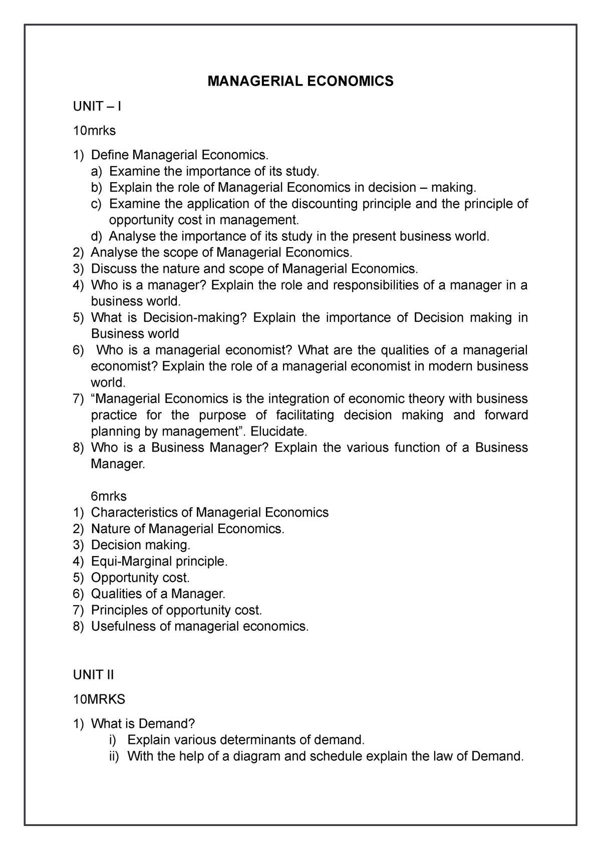 managerial economics research paper