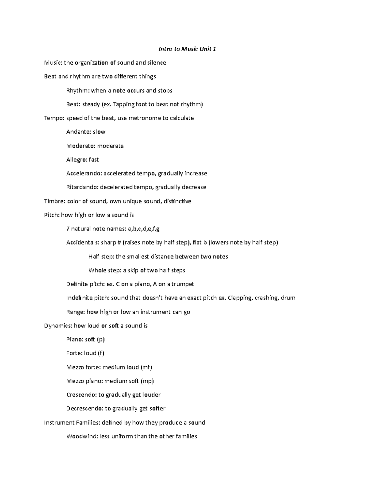 Introduction to Music Unit 1 Intro to Music Unit 1 Music the organization of sound and