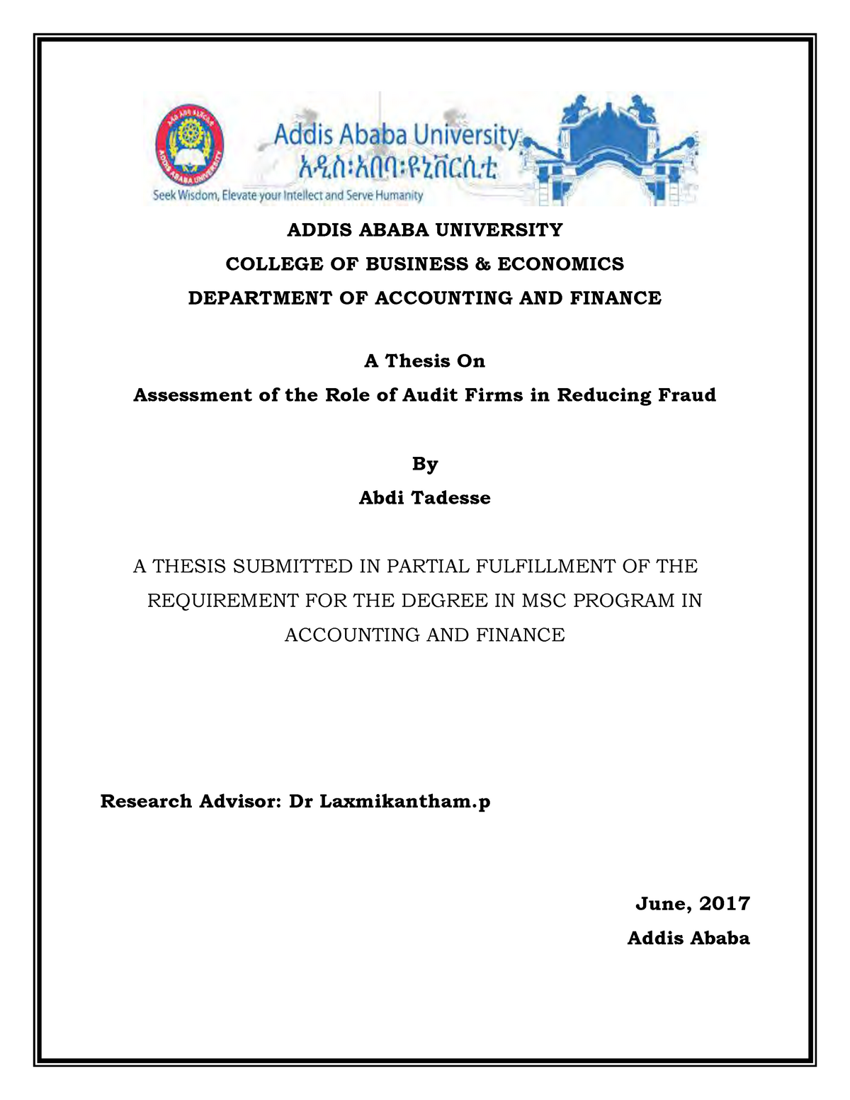 master thesis in audit