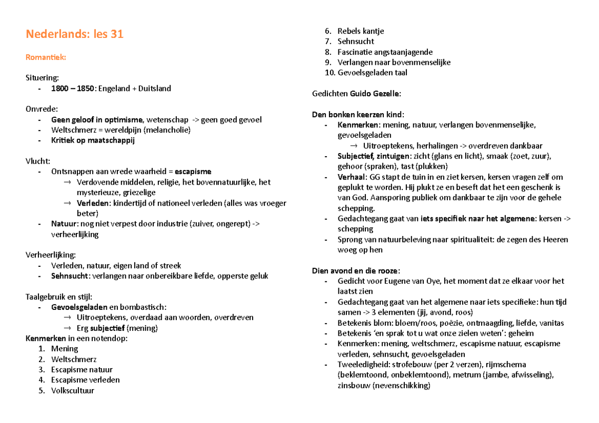 Nederlands les 31 samenvatting - Studocu