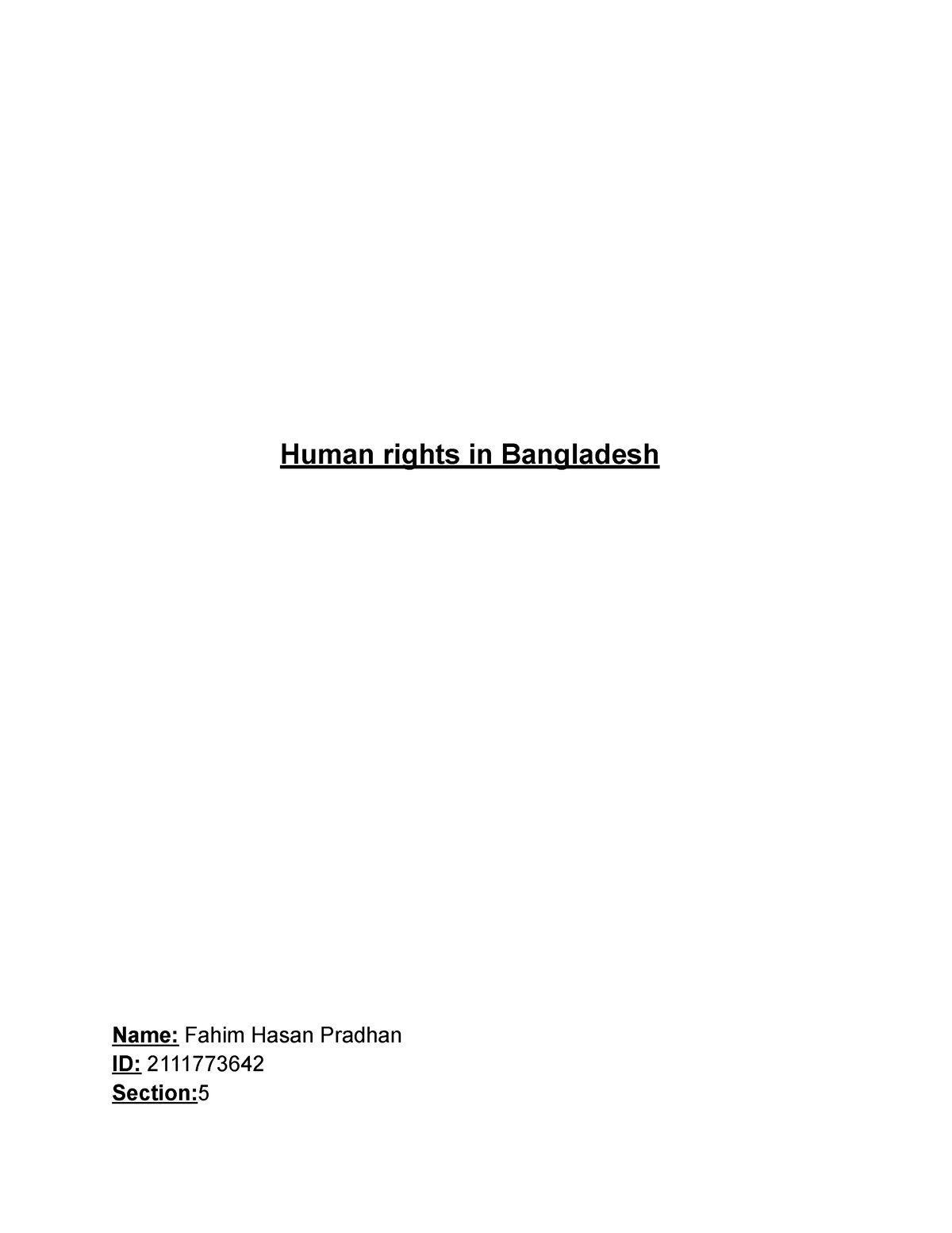 human right in bangladesh assignment