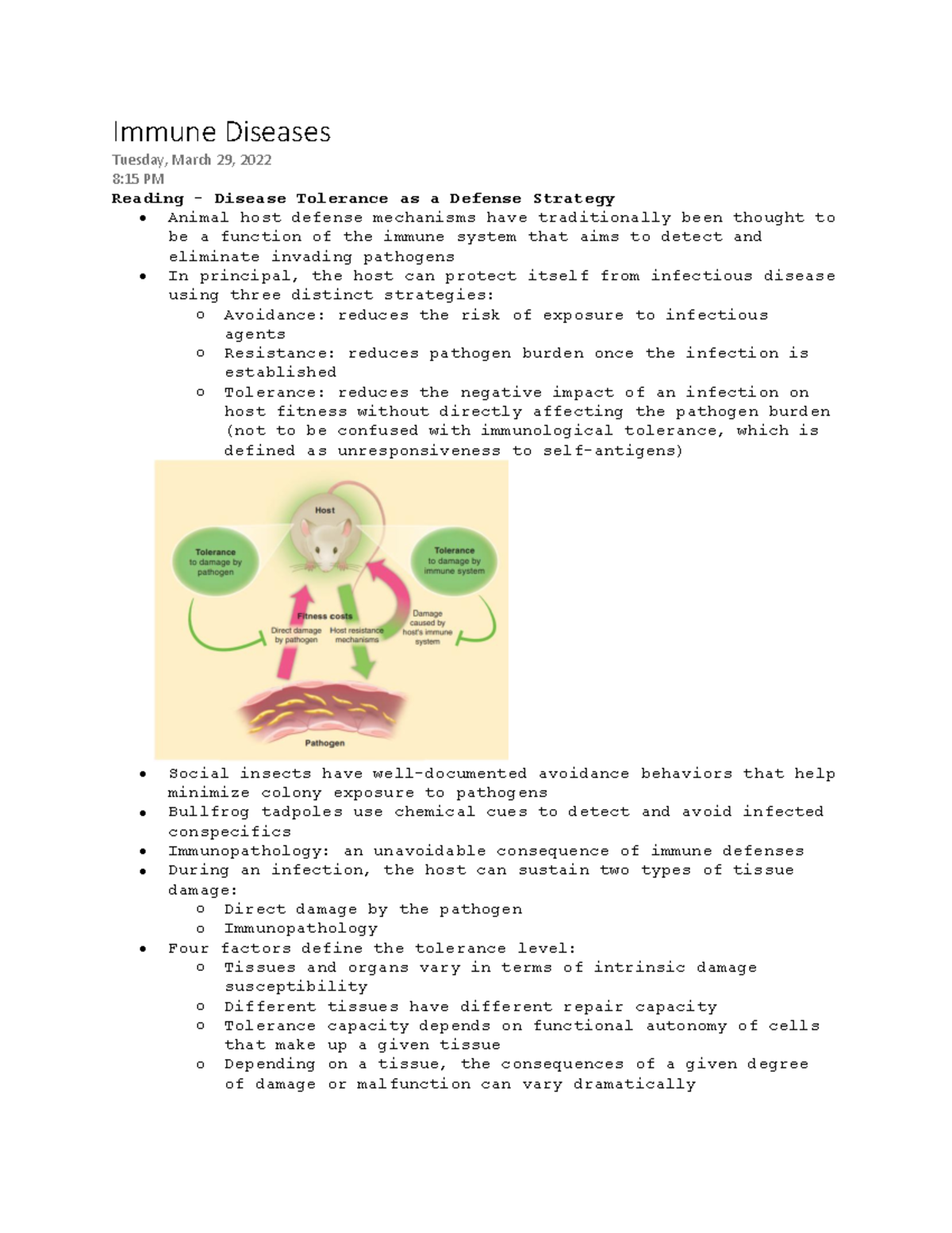 Immune Diseases Lecture Notes - Immune Diseases Tuesday, March 29, 2022 ...