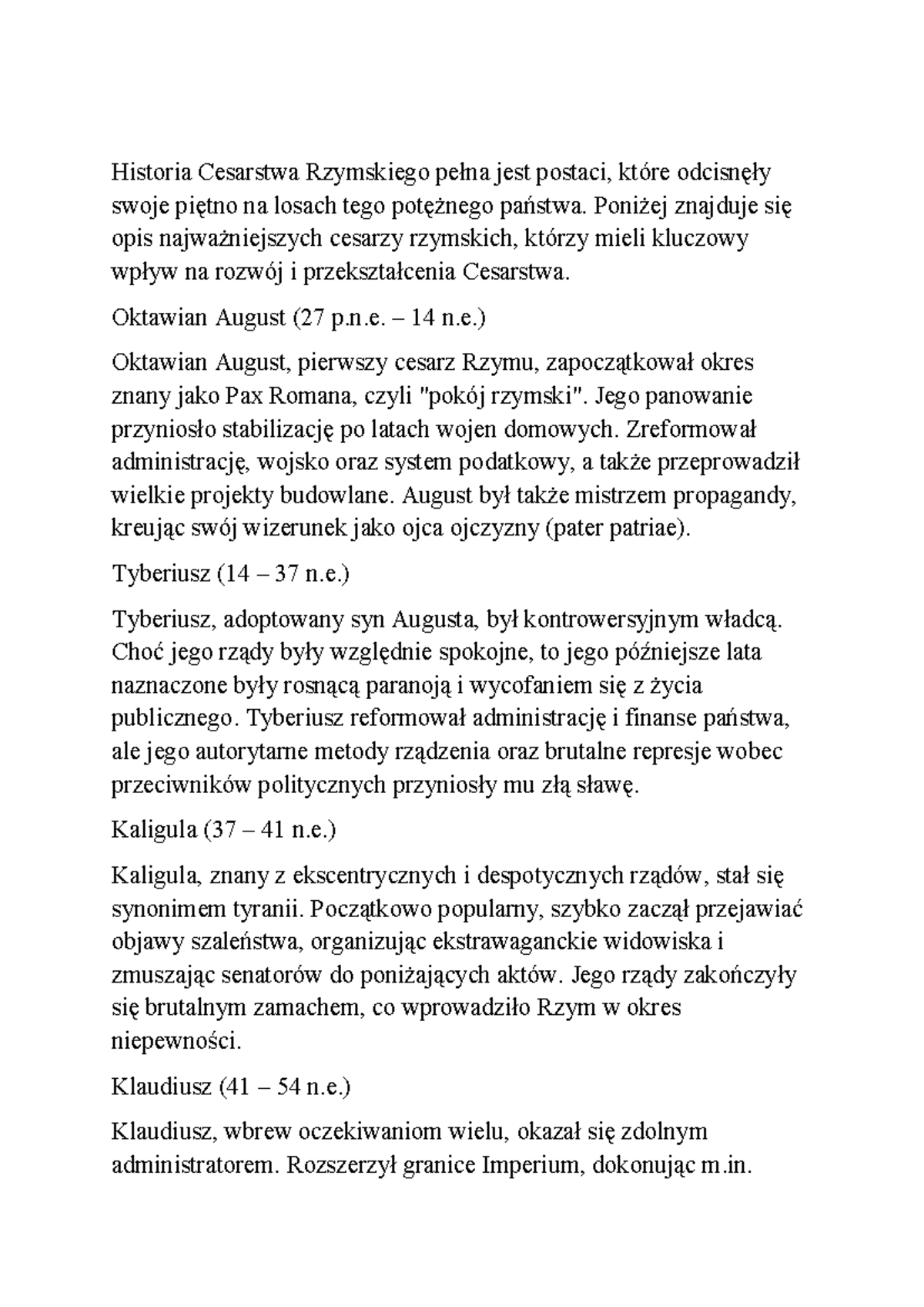 Document - prawo rzymskie - Historia Cesarstwa Rzymskiego pełna jest