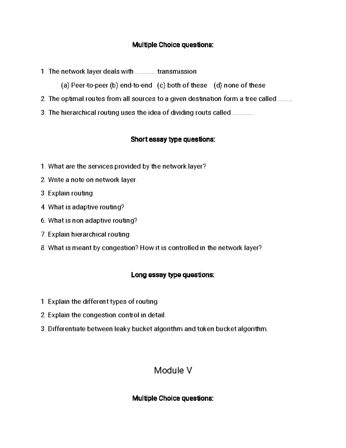 Data communication and network questions 3 - Mu l t i p l e C h o i c e ...
