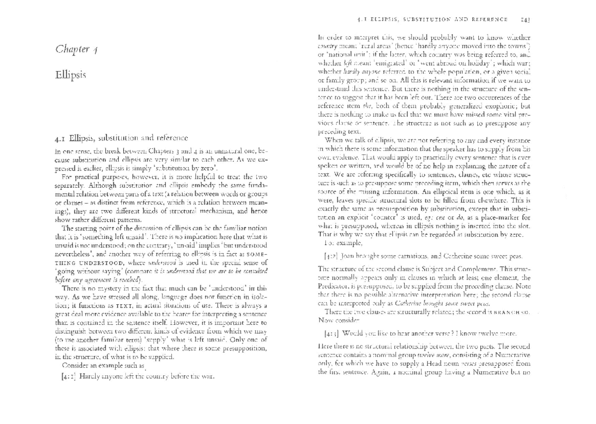 Halliday, M.A.K. Hassan, R. Cohesion in English Chapter 4 pp. 142 146