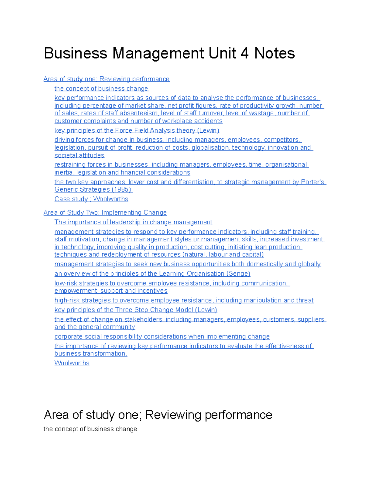 Unit 4 Business - Business Management Unit 4 Notes Area Of Study One ...