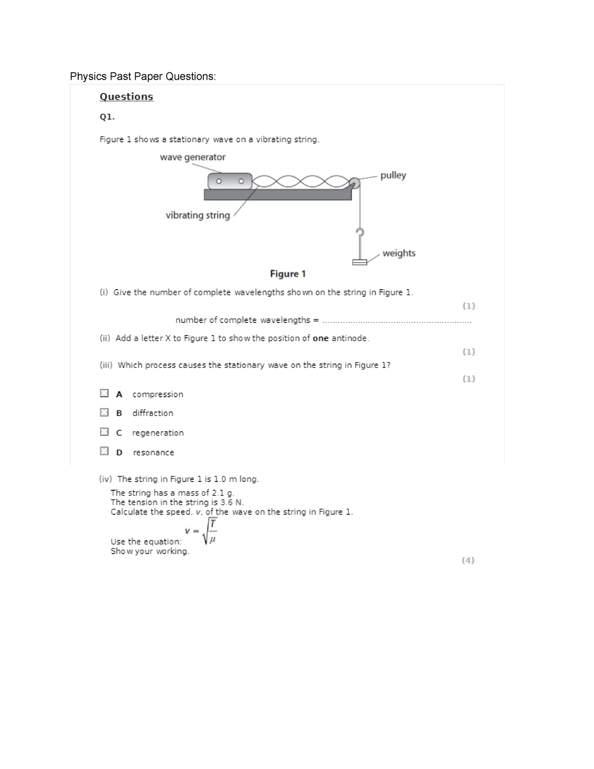 physics essay past questions