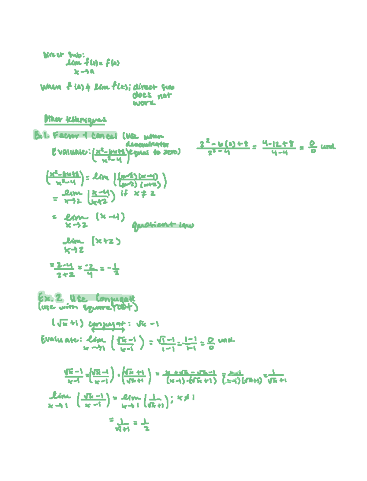 Jan 25 Calculus 1 Lecture Notes Direct Sub Lime F A F A A When F La Lim Flt Direct Sub Does 9336