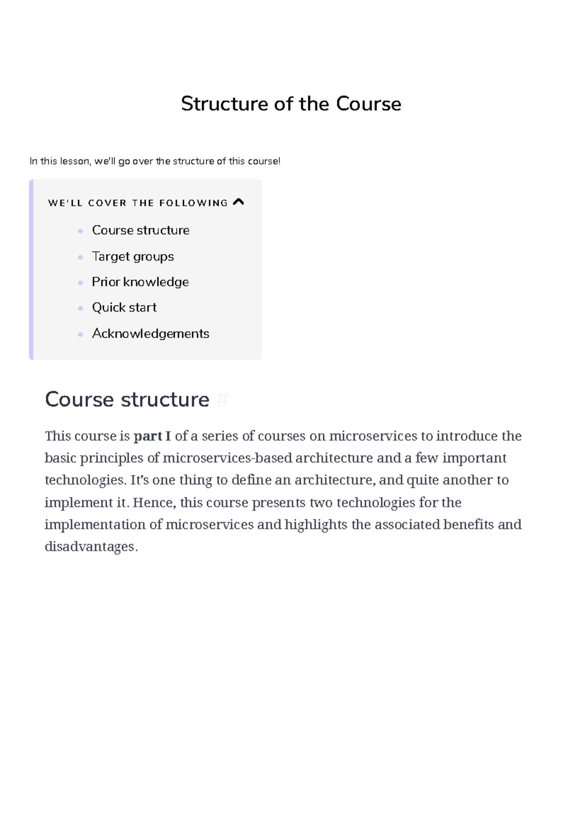 2 Structure of the Course - It’s one thing to define an architecture ...