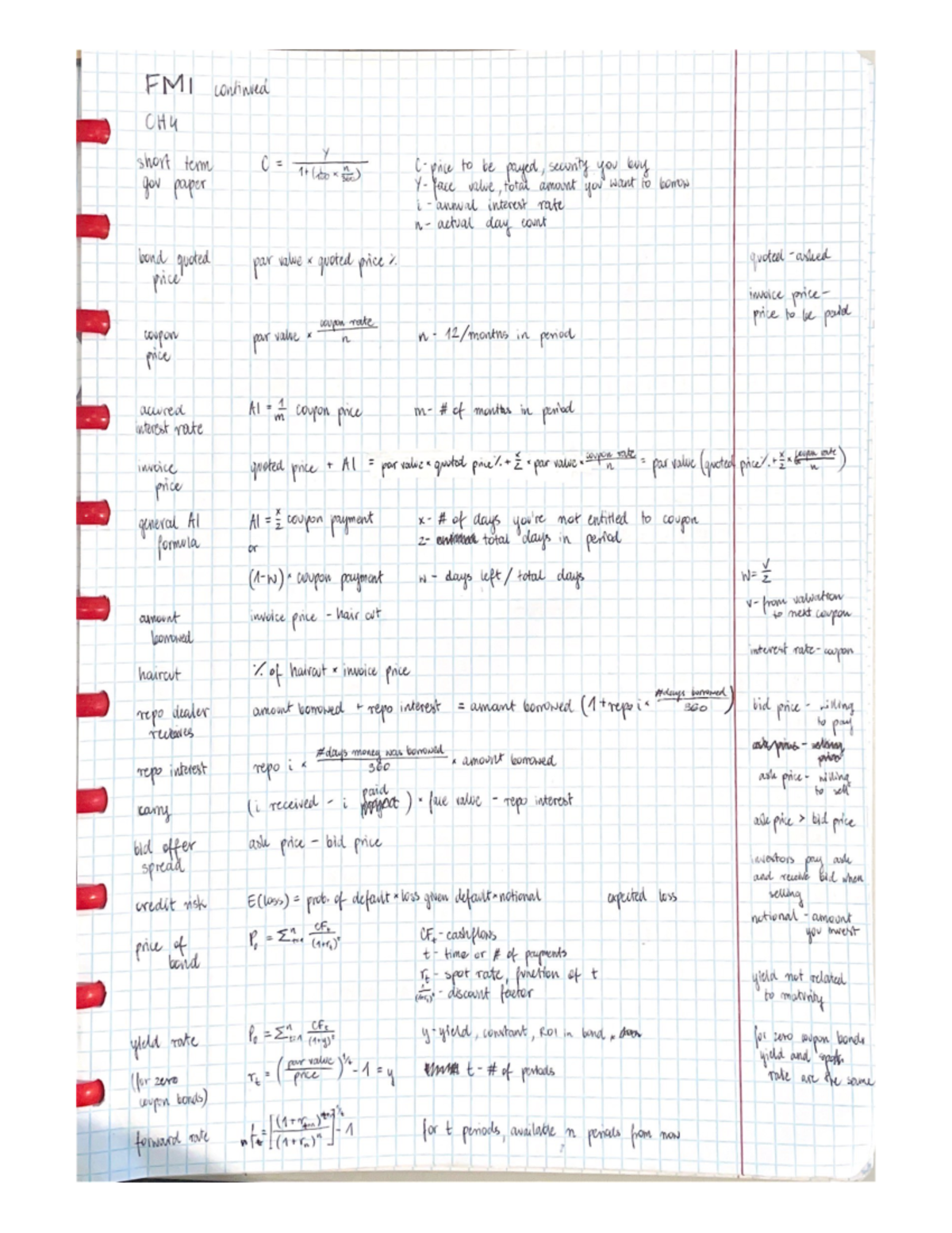 FMI CH4 equations - Financial Markets and Institutions - Studocu