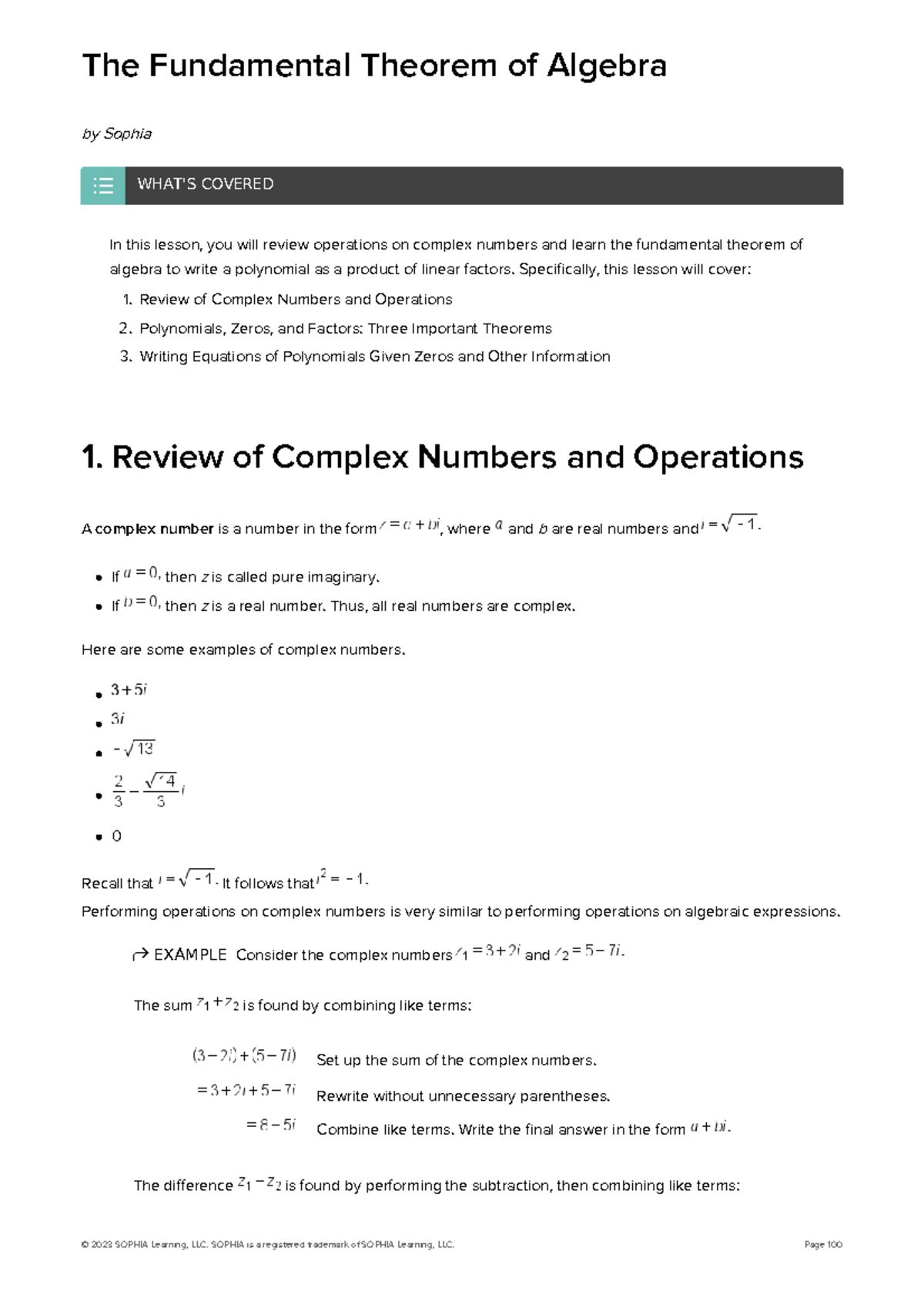 Precalculus Unit-2-tutorials PDF6 - The Fundamental Theorem Of Algebra ...