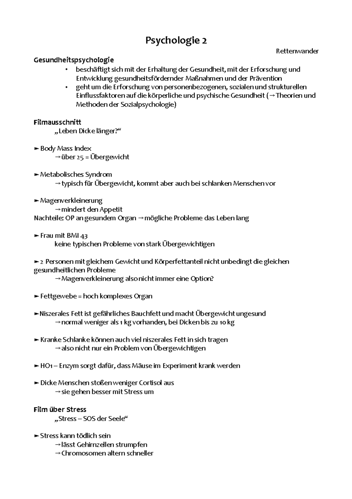 Psychologie 2 - Hyperventiliert (BSP. Bei den Zebras ist der Stress ...