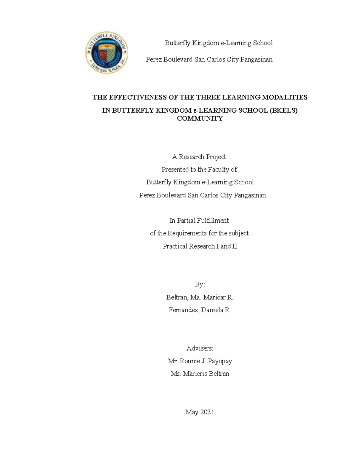 Finalresearch1 Noted Butterfly Kingdom eLearning School Perez