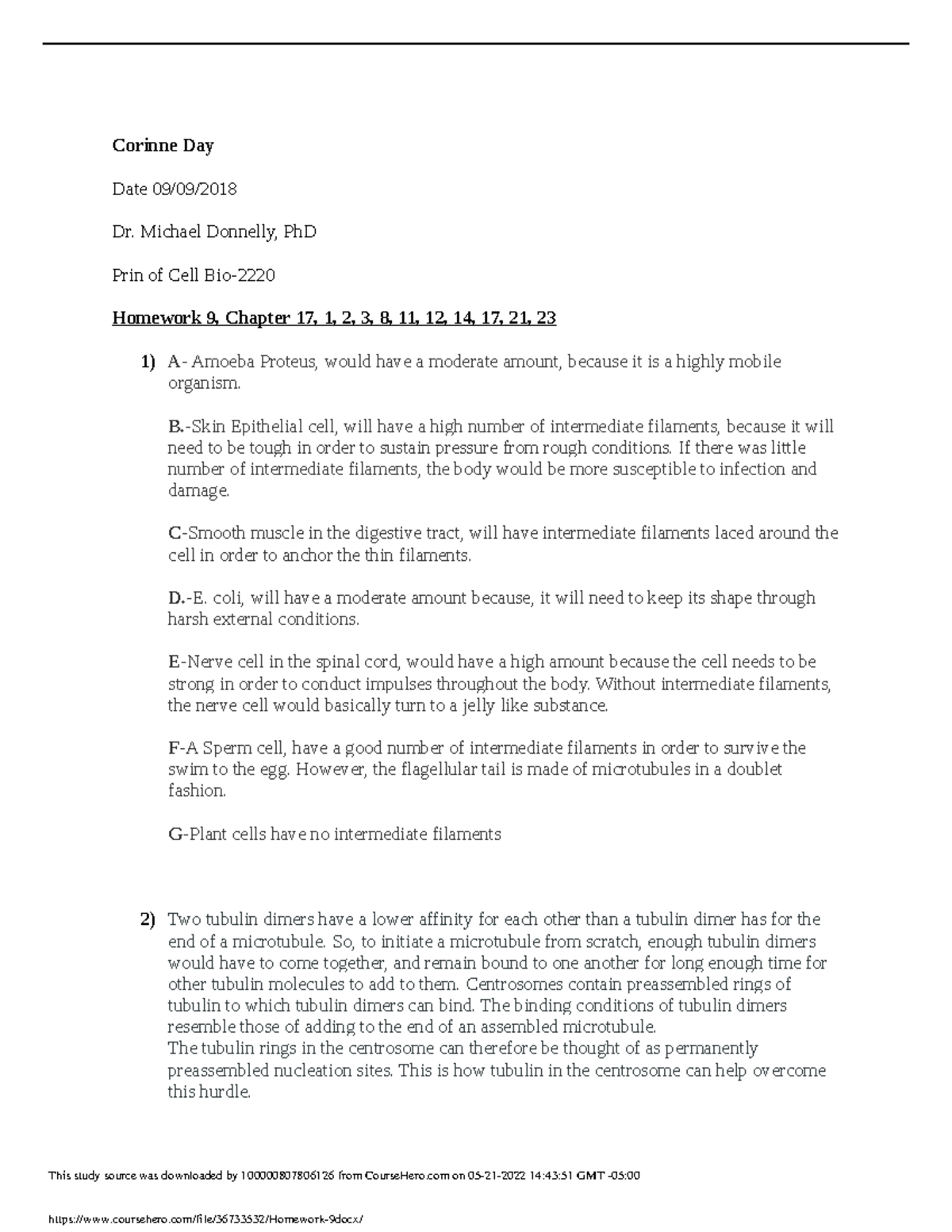Homework 9 - Donnelly HW Assignments - Corinne Day Date 09/09/ Dr ...