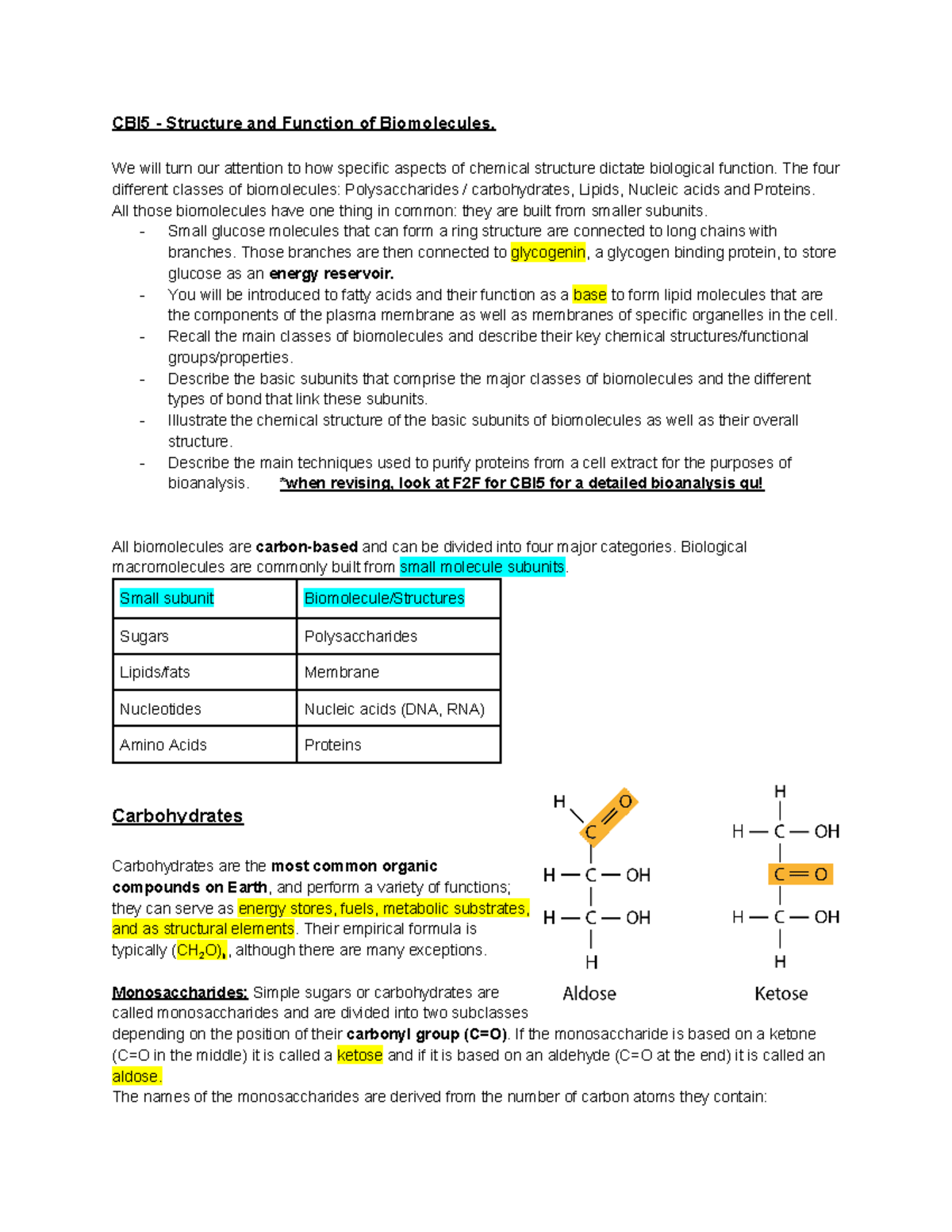 CBI5 Structure and Function of Biomolecules We will turn our