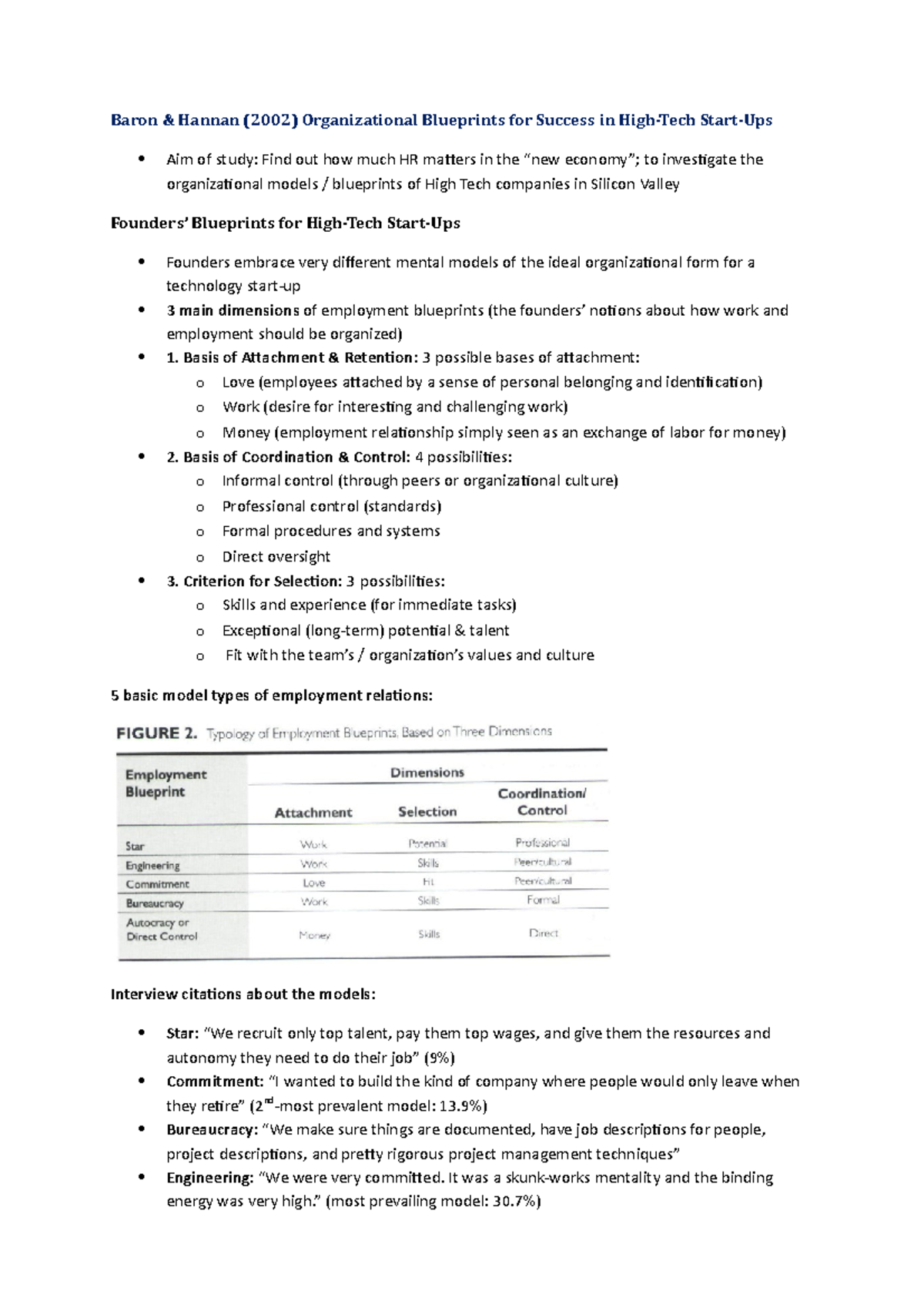 Summary Organizational Blueprints for Success in High-Tech Start-Ups ...