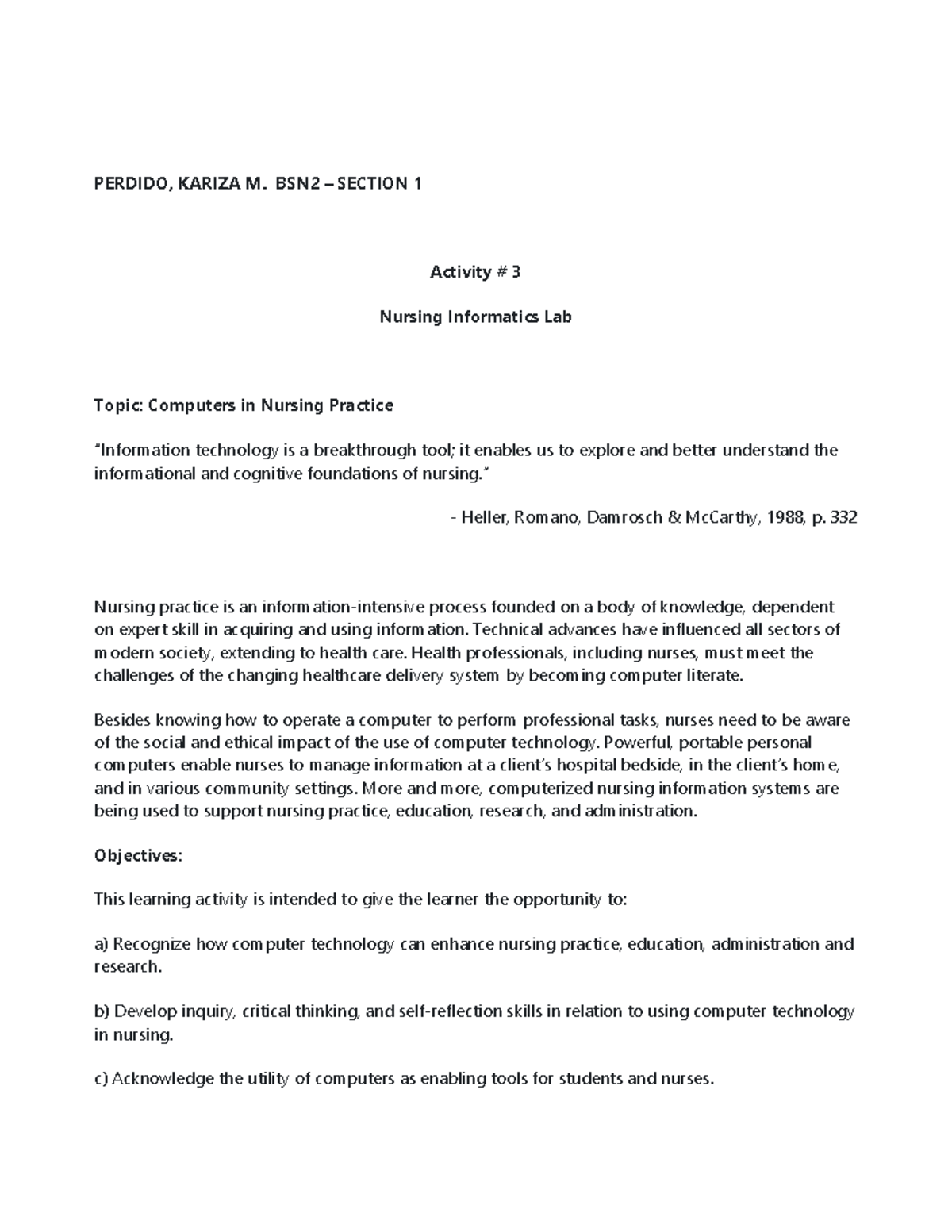 Perdido Activity 3 N PERDIDO, KARIZA M. BSN2 SECTION 1 Activity