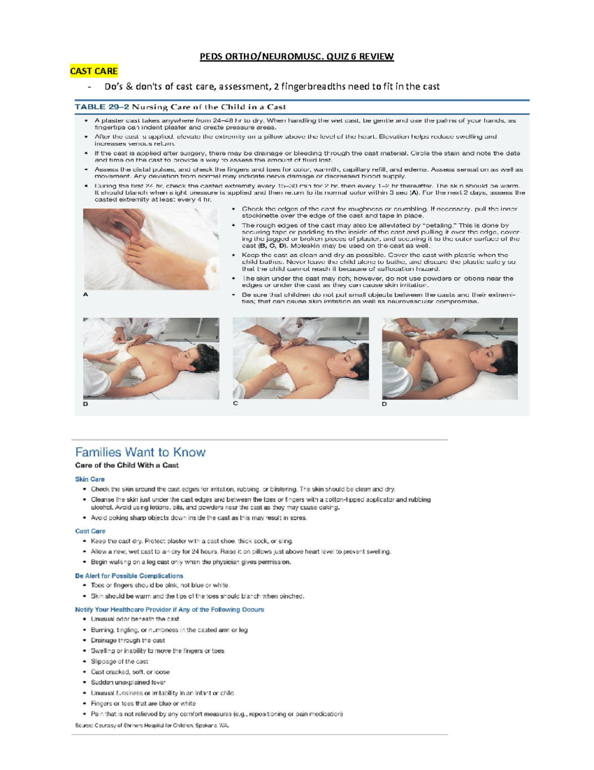 PEDS QUIZ 6 Ortho- Neuromusc - NURS307 - WCU - Studocu