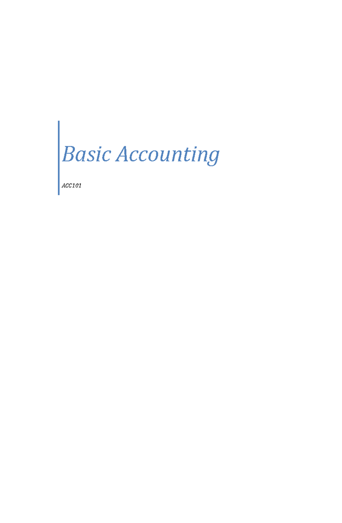 Basic Accounting 101 - Bachelor Of Science In Accountancy - Studocu