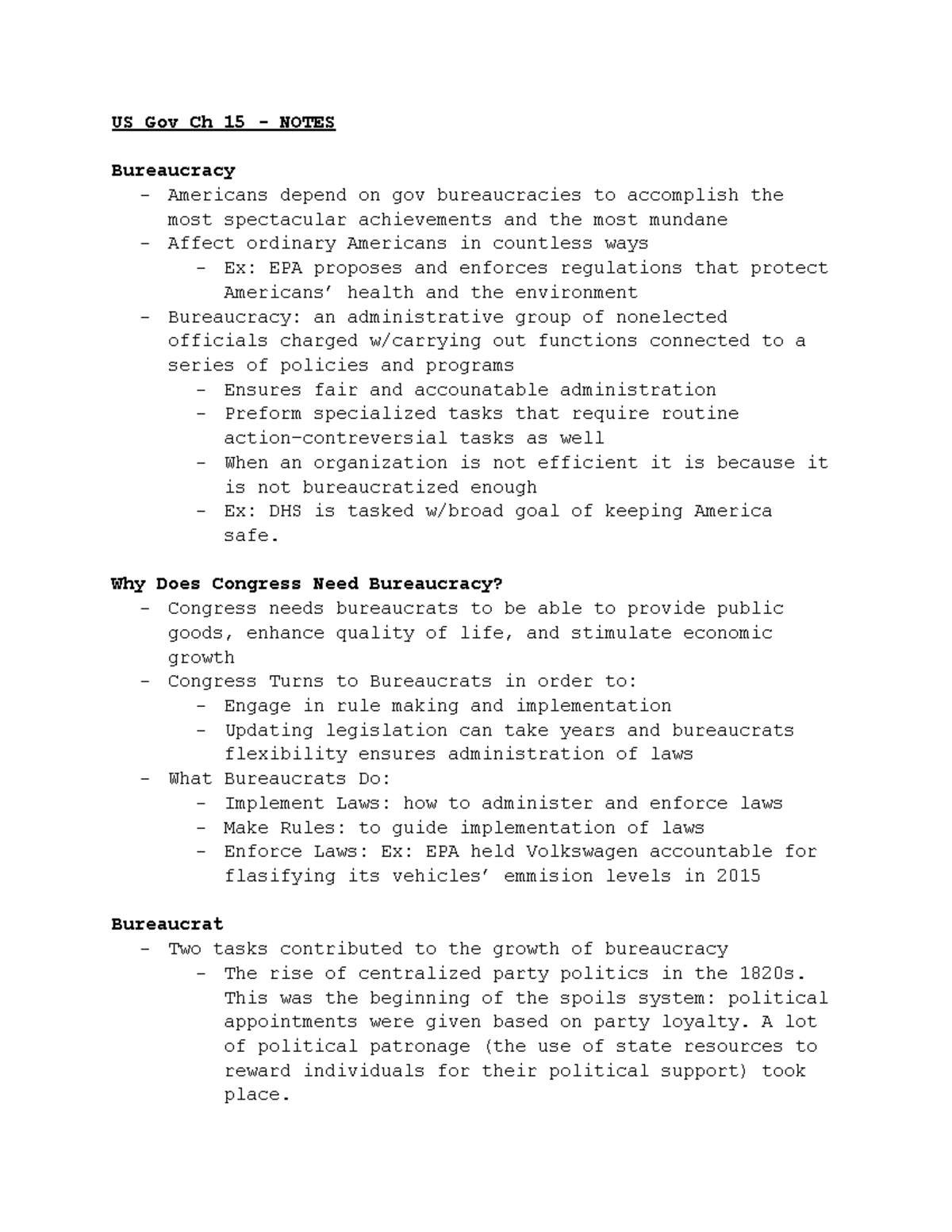 US Gov Ch 15 Notes US Gov Ch 15 NOTES Bureaucracy Americans us-gov-ch-15-notes-us-gov-ch-15-notes-bureaucracy-americans