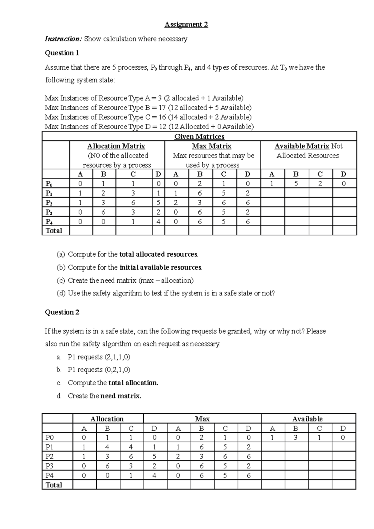Assssssss - assignmemt - Assignment 2 Instruction: Show calculation ...