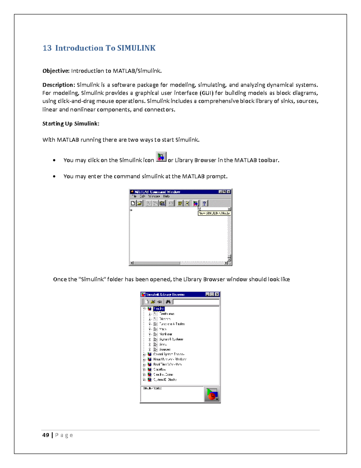 Signals&Systems Lab 13 2 - 13 Introduction To SIMULINK Objective ...