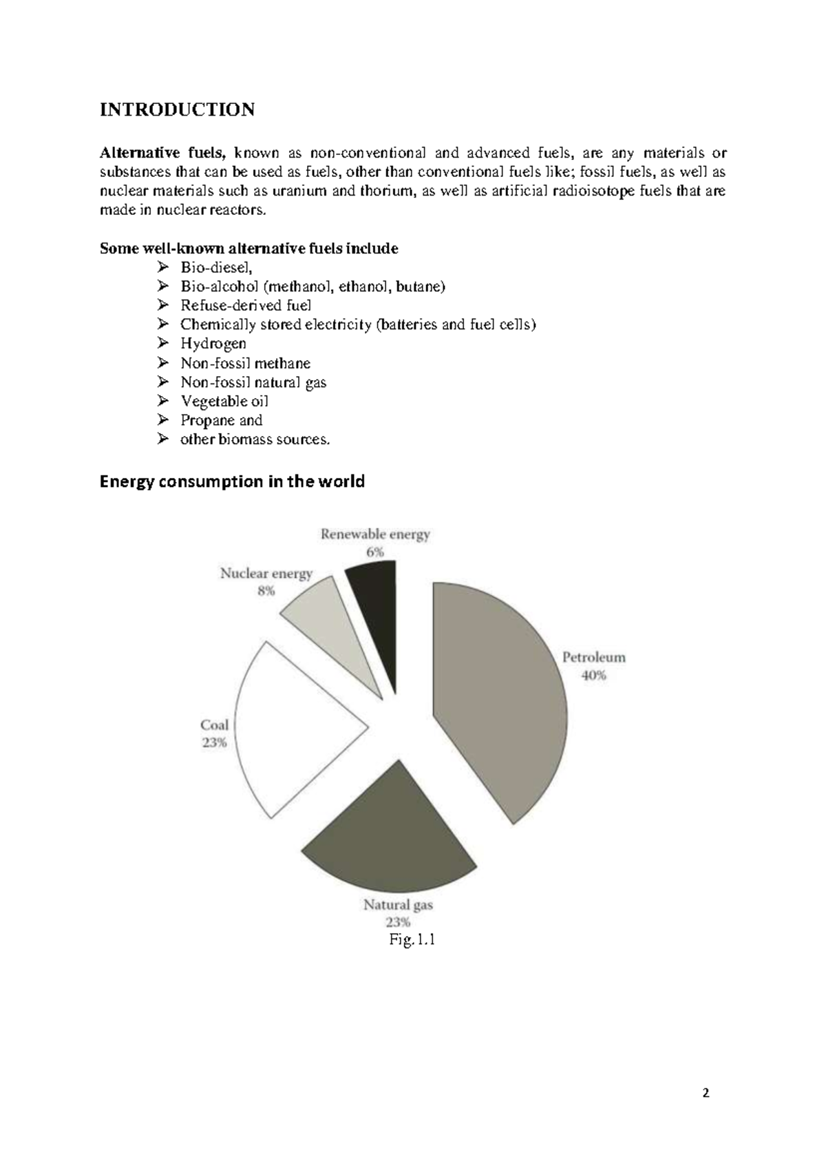 Alternate Fuels and Energy systems notes INTRODUCTION Alternative