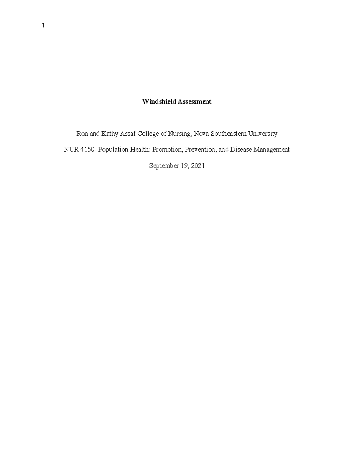 Windshield Assessment Template population health Windshield