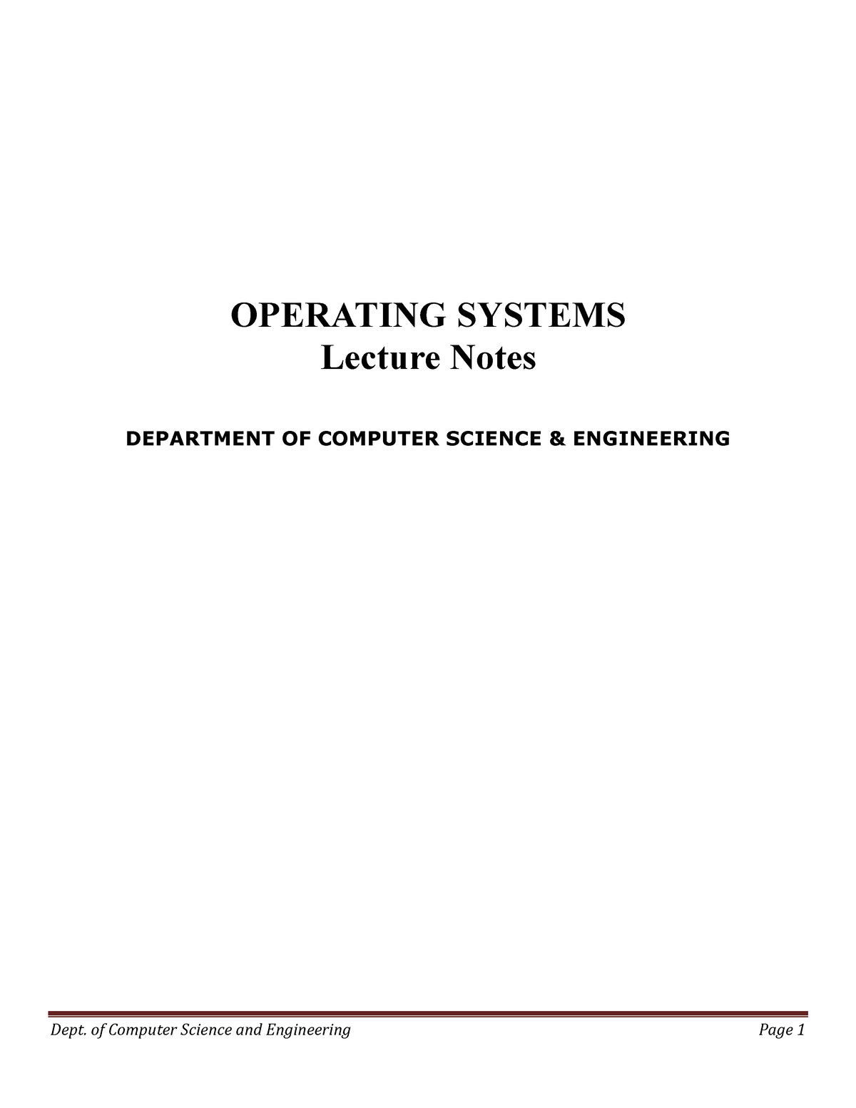 Operating Systems Lecture Notes - Dept. Of Computer Science And ...