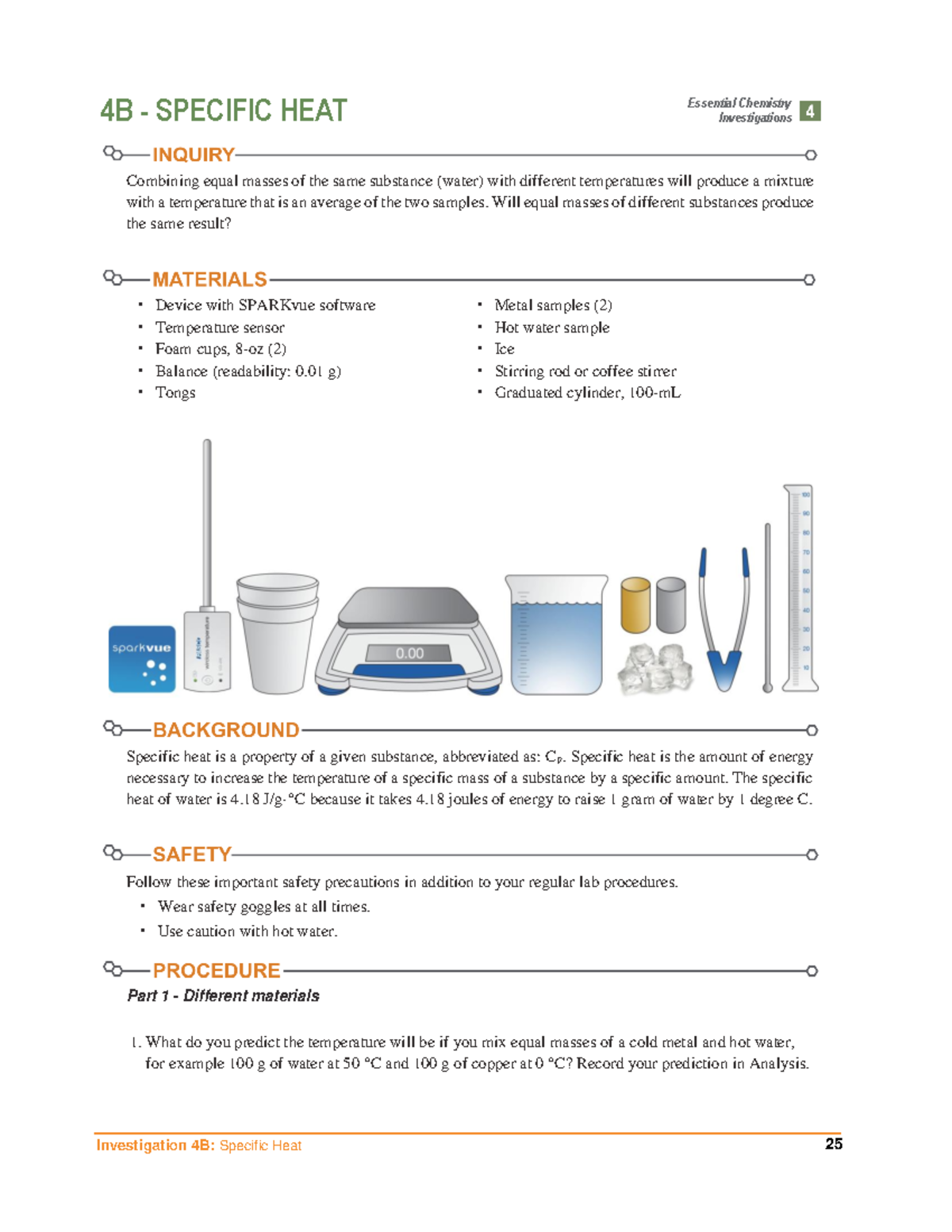 Specific Heat Lab-Manual - Investigation 4B: Specific Heat 25 Combining ...