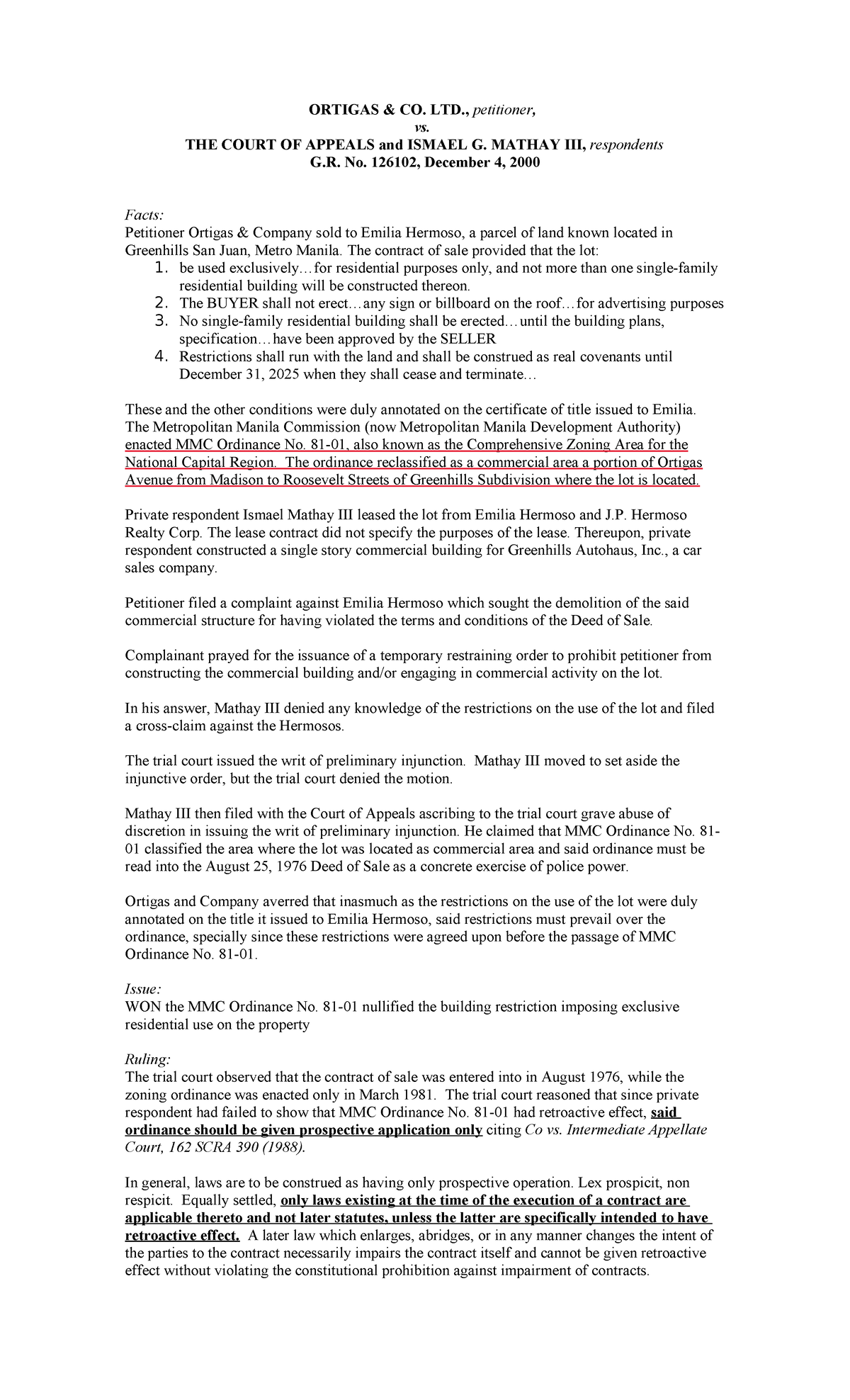 Ortigas and co vs ca digest - ORTIGAS & CO. LTD., petitioner, vs. THE ...