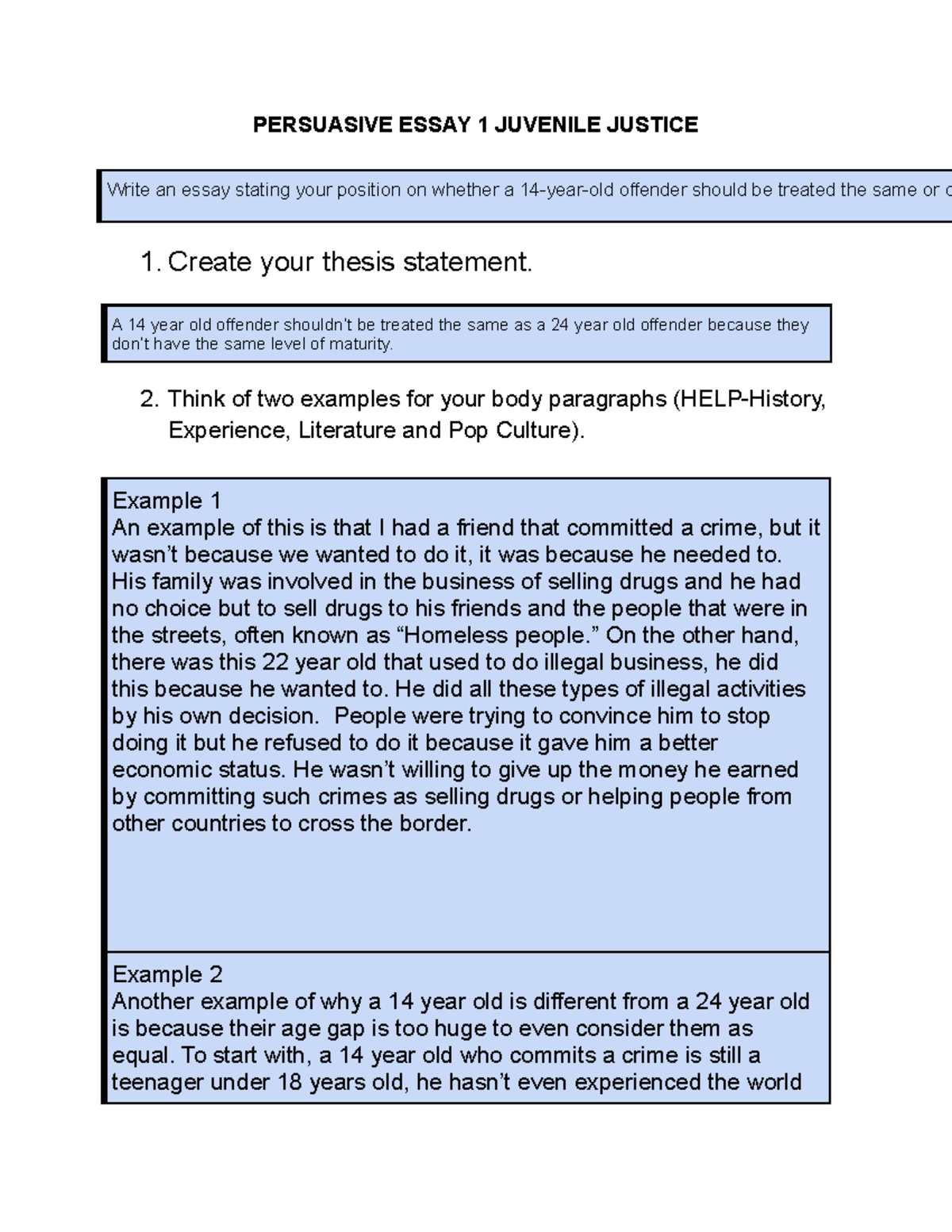 juvenile justice persuasive essay topics